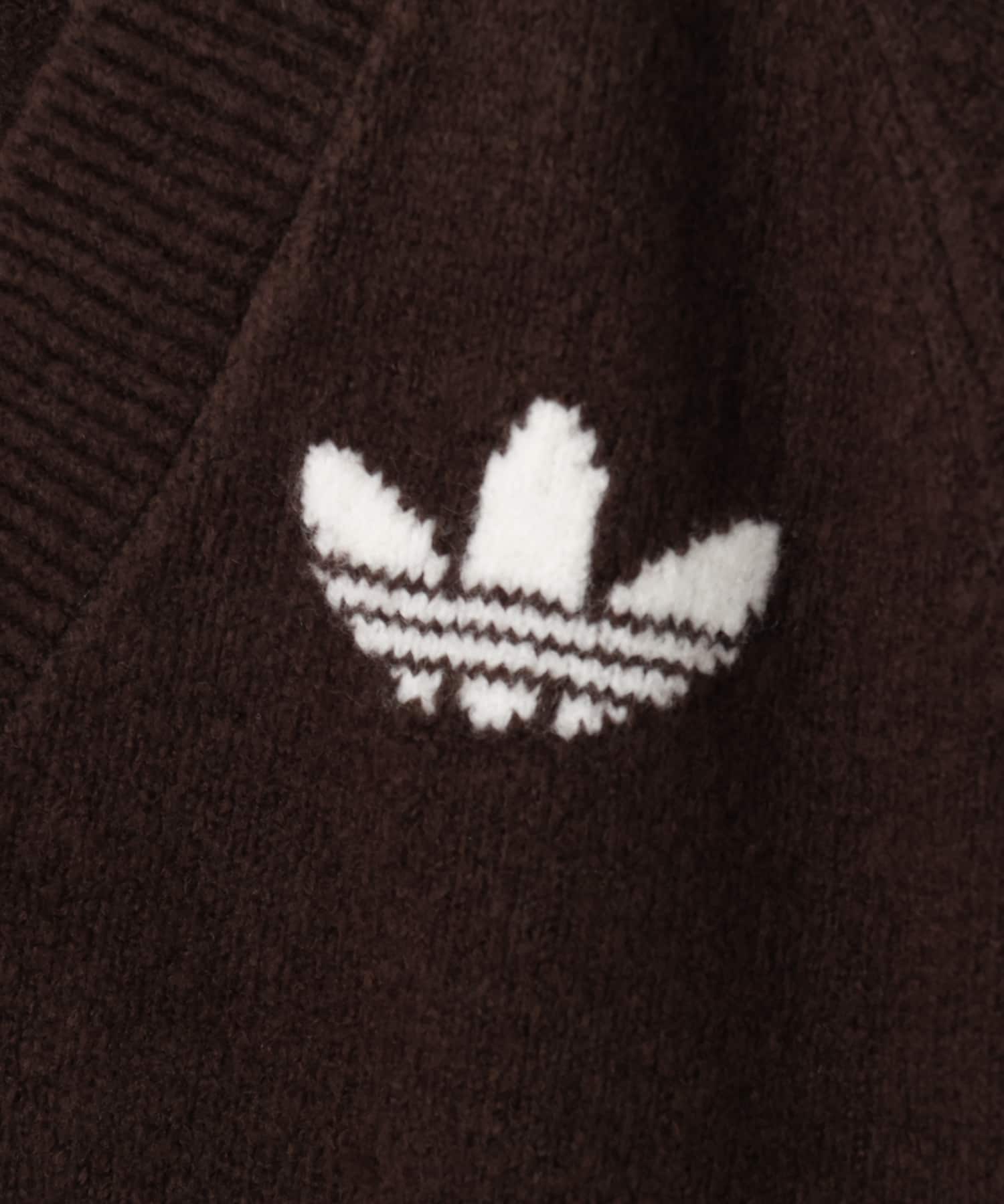 adidas ESSENTIALS KNIT V-NECK SWEATSHIRT LONG SLEEVE オーロラコーヒーの画像