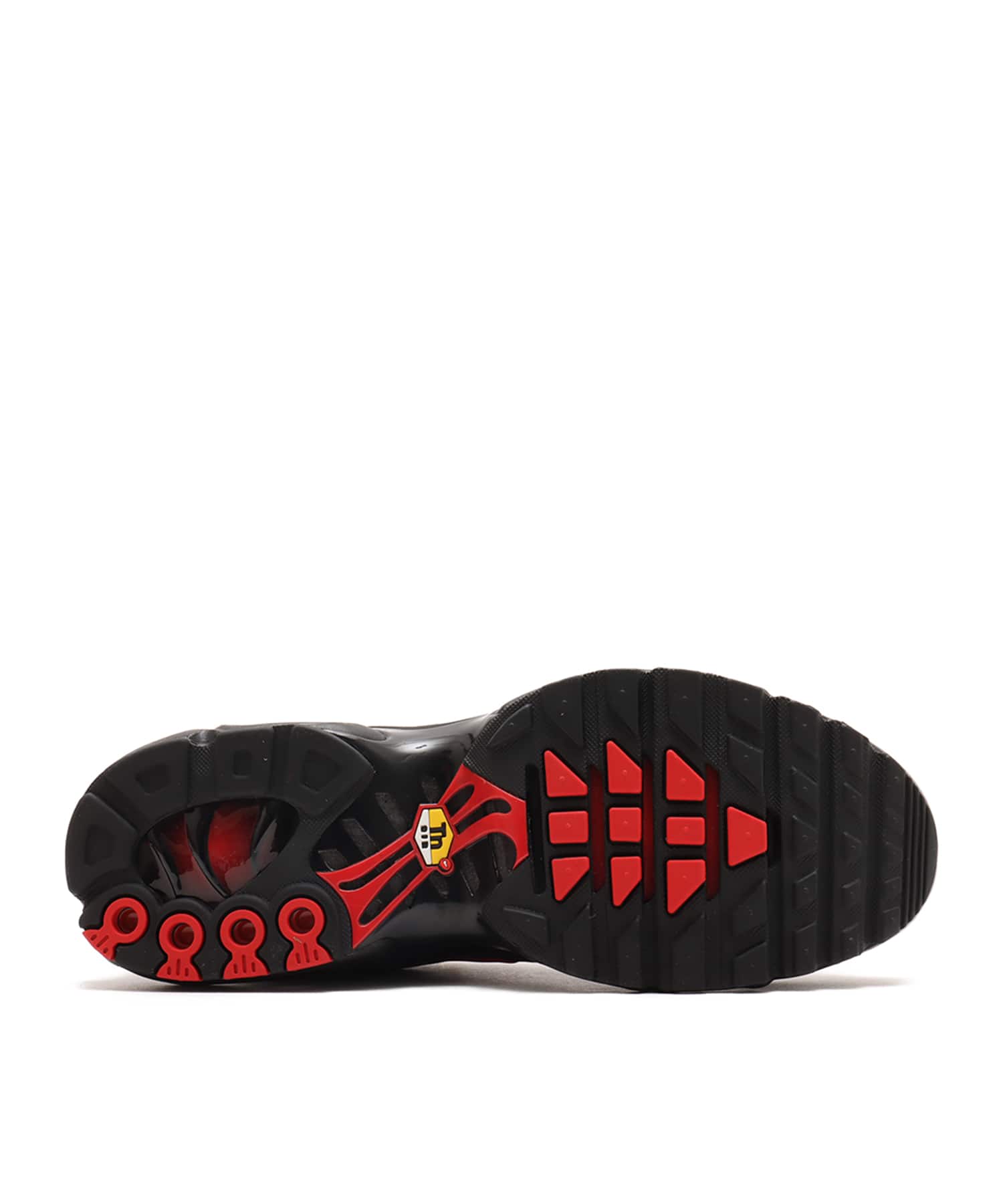 NIKE AIR MAX PLUS BLACK/UNIVERSITY RED-WOLF GREYの画像