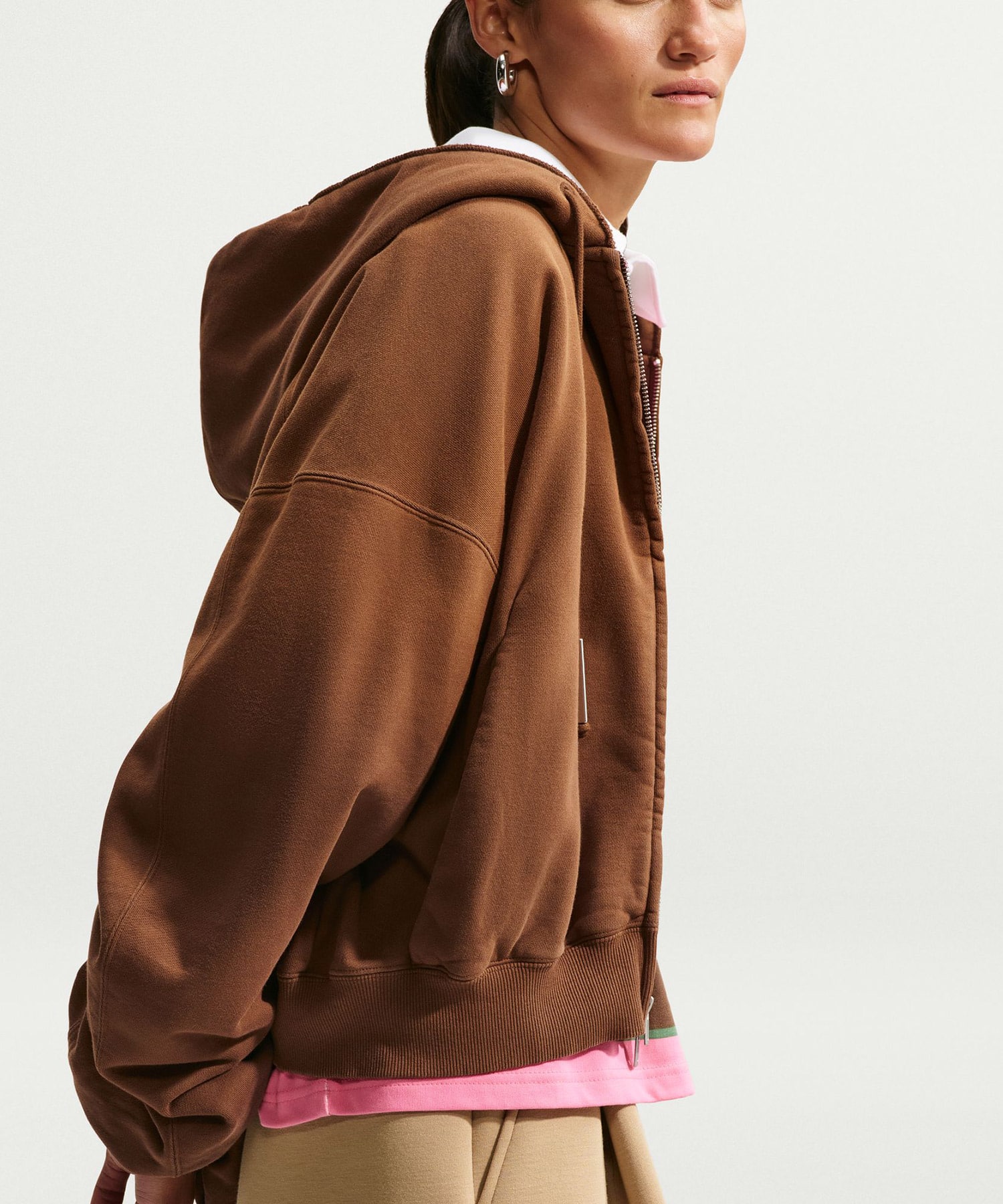 NIKE W NRG NK STUDIO FLEECE HOODIE CACAO WOWの画像