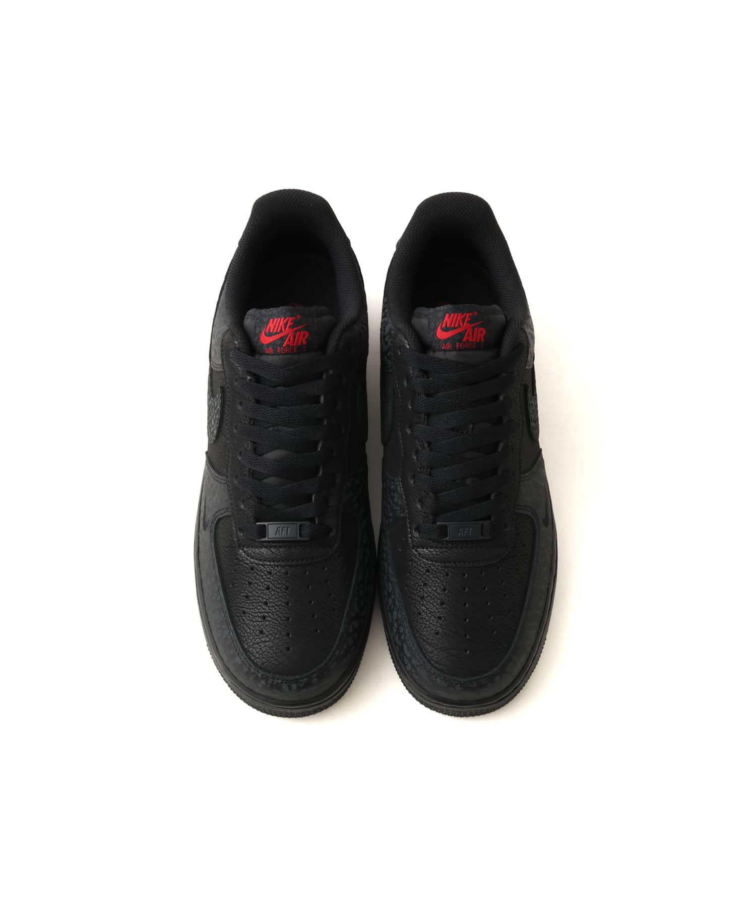 NIKE AIR FORCE 1 '07 BLACK/BLACK-TOUGH RED-DK SMOKE GREY-GREY FOGの画像