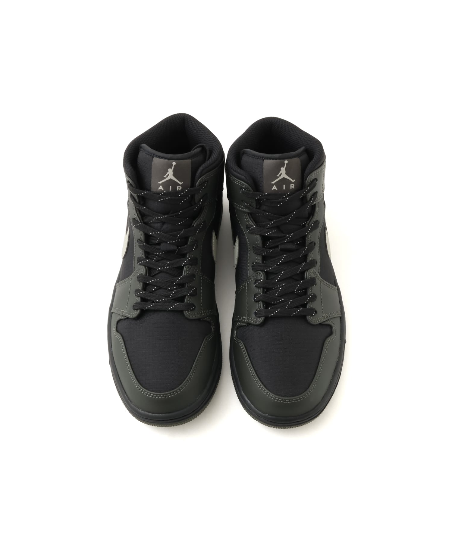 JORDAN BRAND AIR JORDAN 1 MID UTILITY BLACK/NEWSPRINT-SPRUCE FOG-REFLECT SILVERの画像