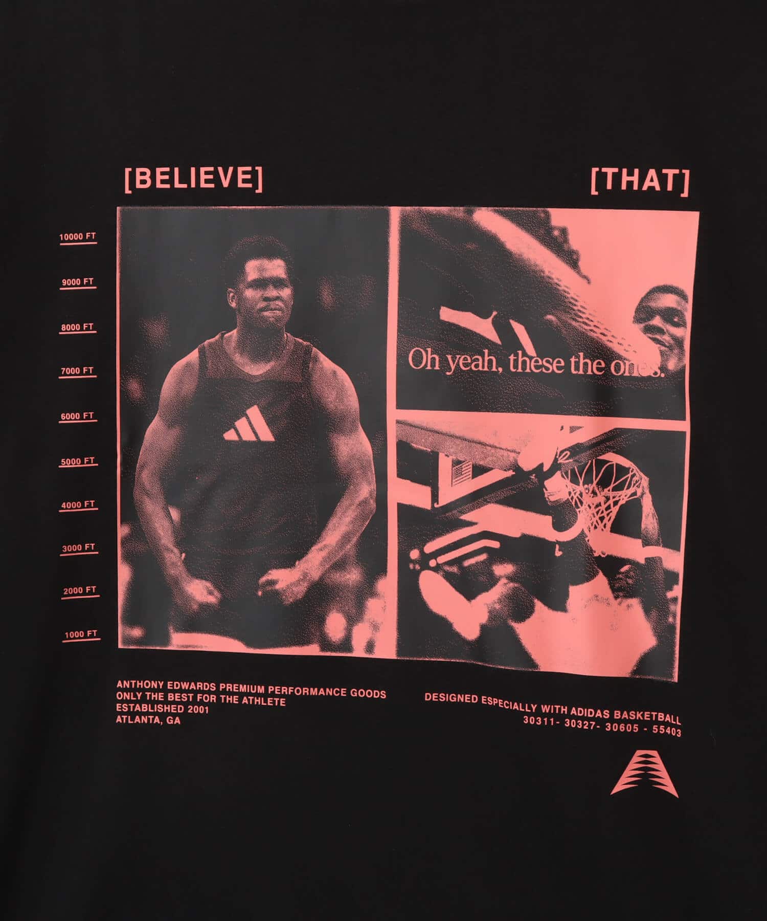 adidas ANTHONY EDWARDS GFX TEE ブラック/アシッドレッドの画像