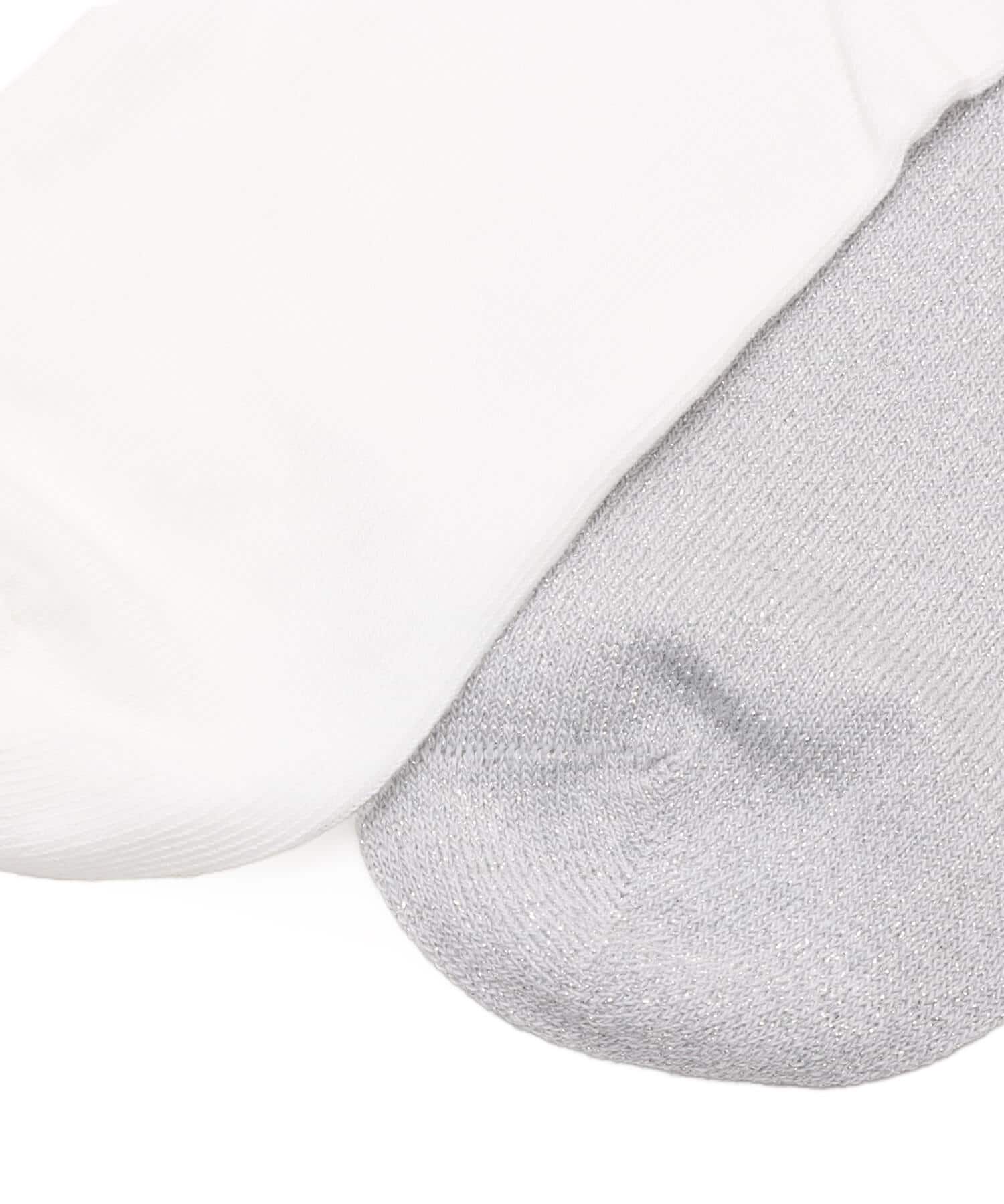 adidas 3 STRIPES GLITTER CREW SOCKS 2 PAIRS シルバーメタリック/ホワイトの画像