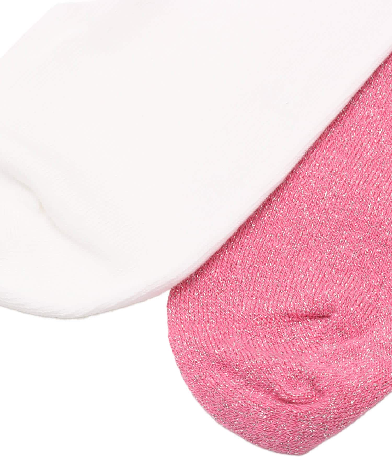 adidas 3 STRIPES GLITTER CREW SOCKS 2 PAIRS ピンクフュージョン/ホワイトの画像