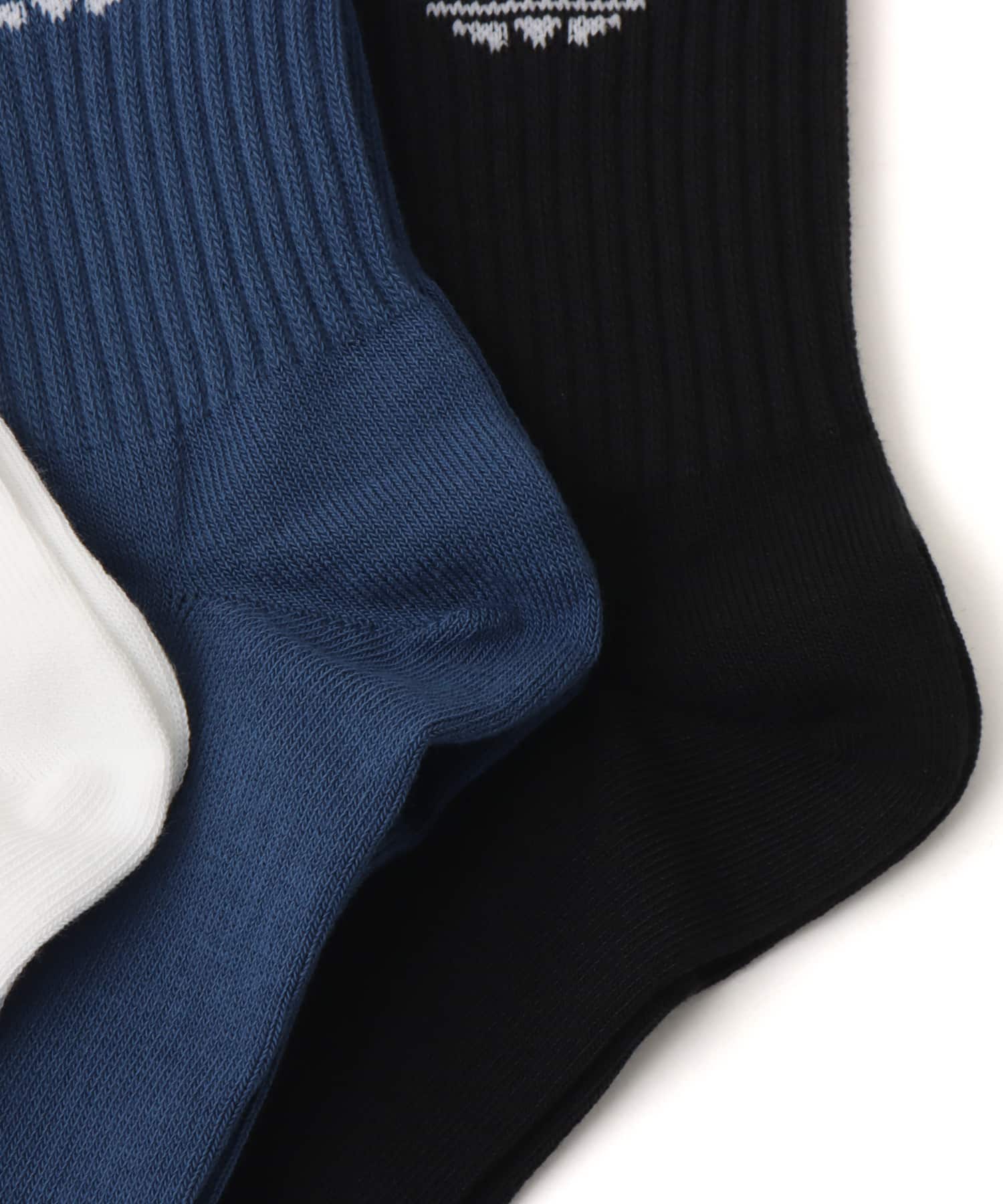 adidas 3 STRIPES HIGH CREW SOCKS 3 PAIRS ホワイト/ナイトマリン/ブラックの画像
