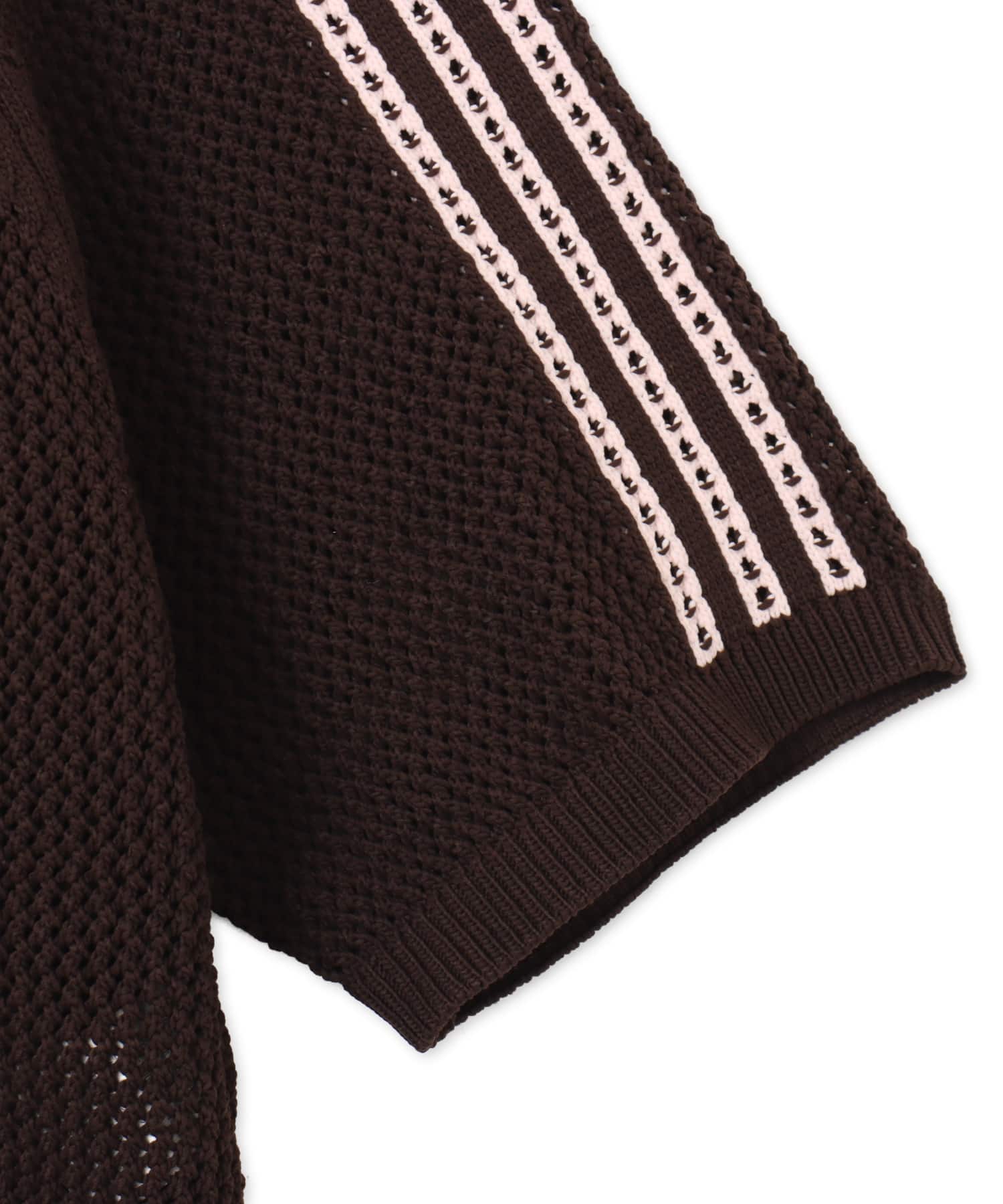 adidas KNITTED CROCHET POLO オーロラコーヒーの画像
