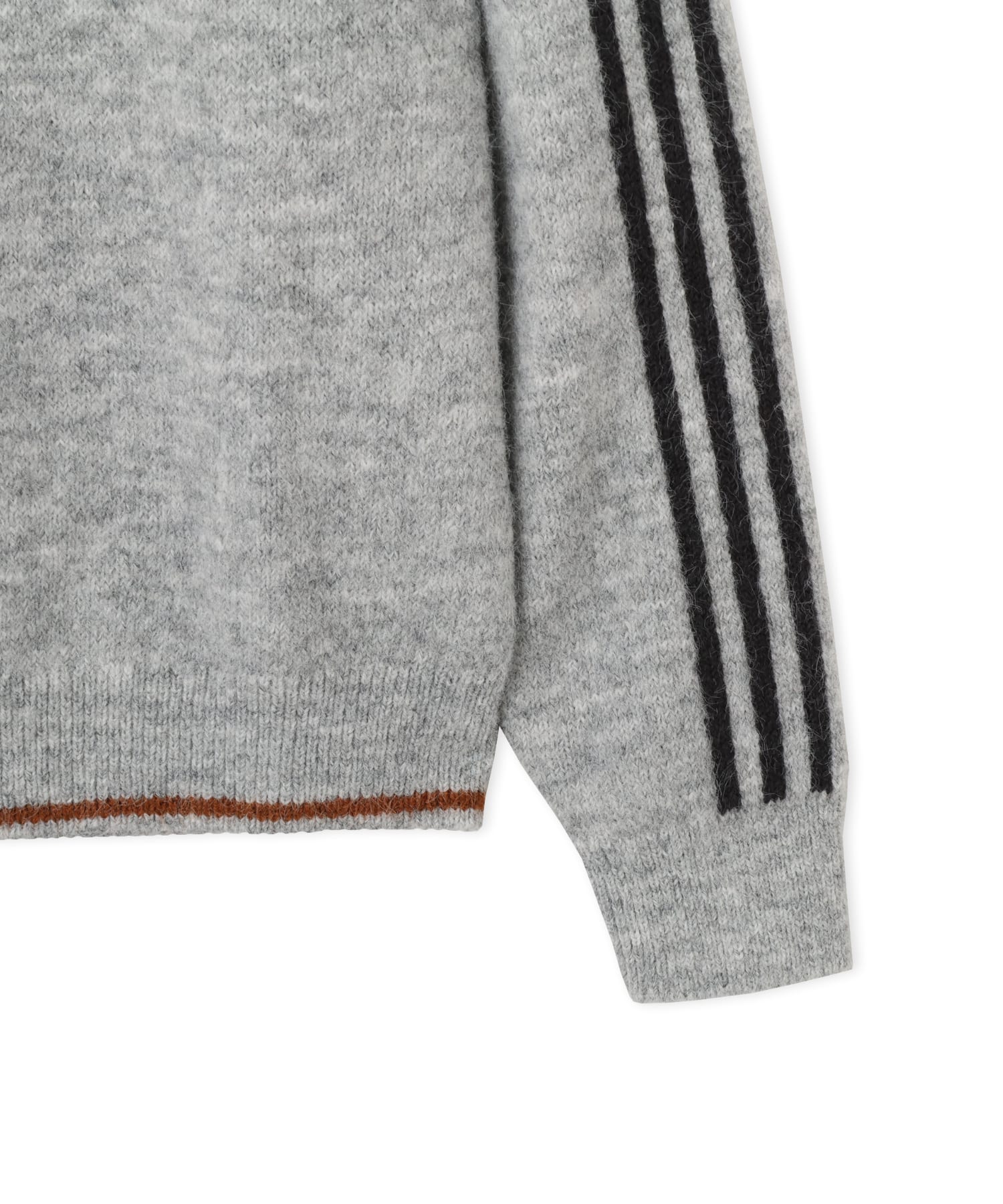 adidas 3 STRIPES FLUFFY KNIT CREW ミディアムグレーヘザーの画像