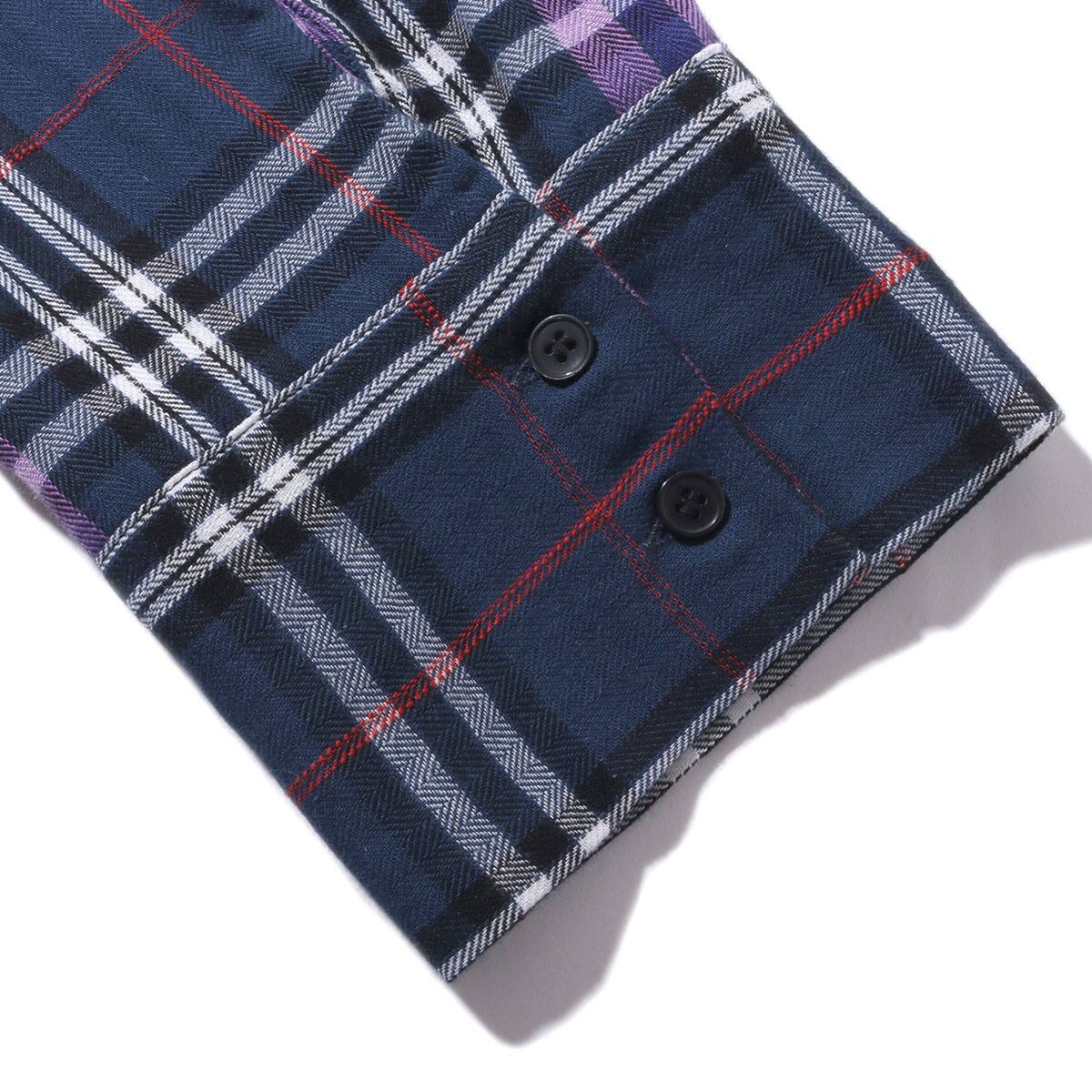 atmos pink グレンチェック柄 シャツ NAVYの画像