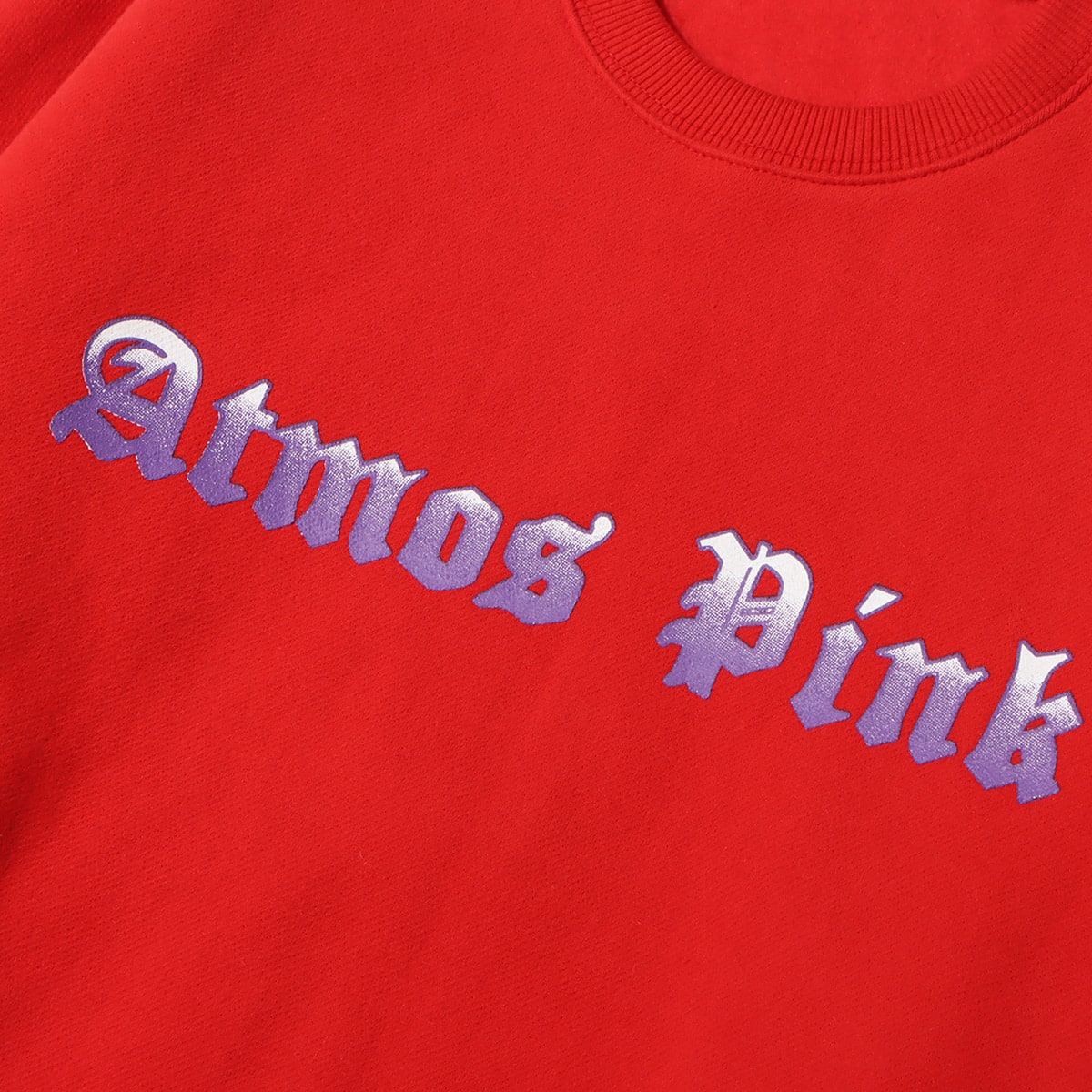 atmos pink グラデーションロゴ クルーネックトップス REDの画像