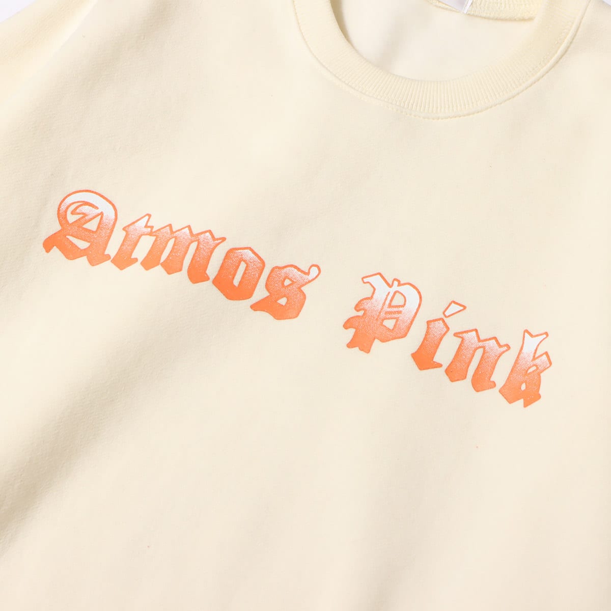 atmos pink グラデーションロゴ クルーネックトップス WHITEの画像