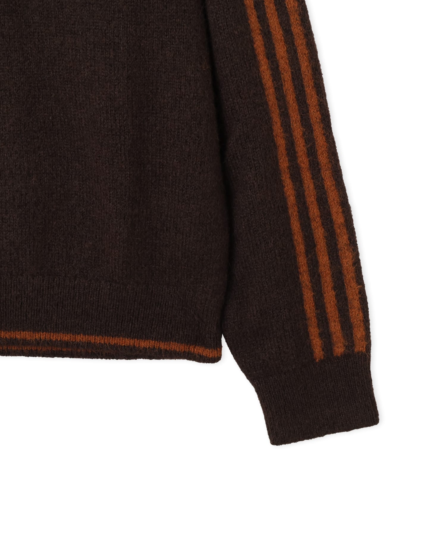 adidas 3 STRIPES FLUFFY KNIT CREW オーロラコーヒーの画像