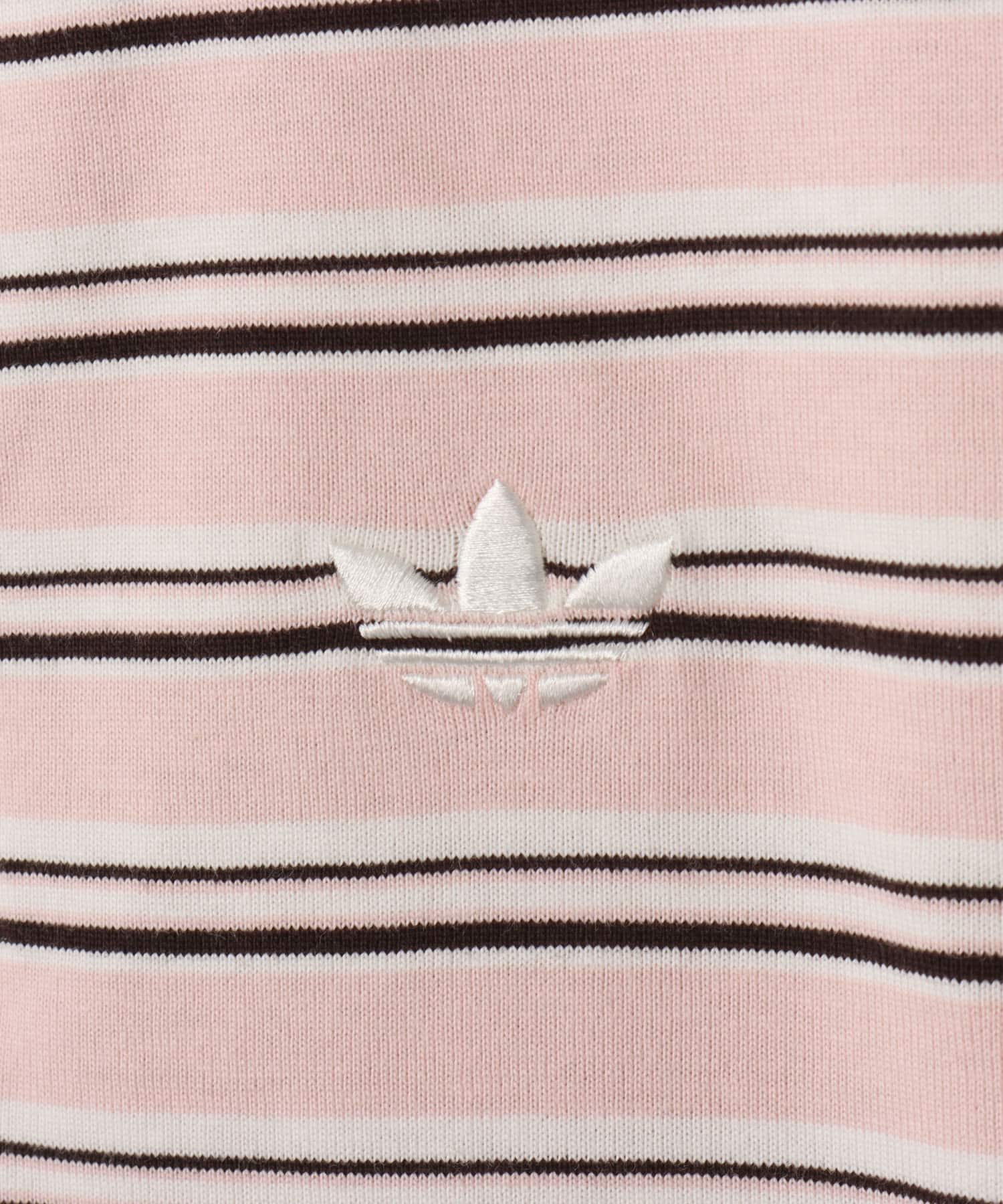 adidas STRIPED OVZD LS POLO SHIRT サンディーピンクの画像
