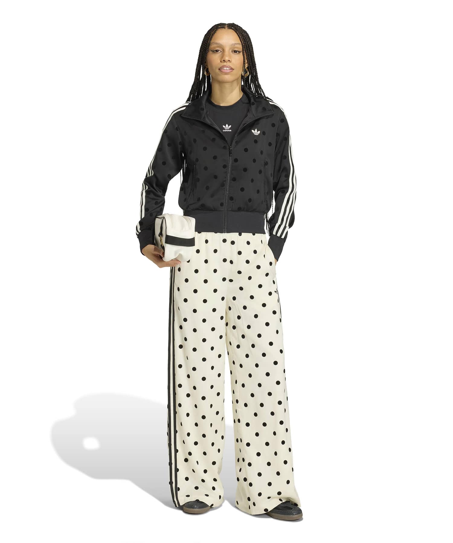 adidas SATIN POLKA DOTS TT Track Top ブラックの画像