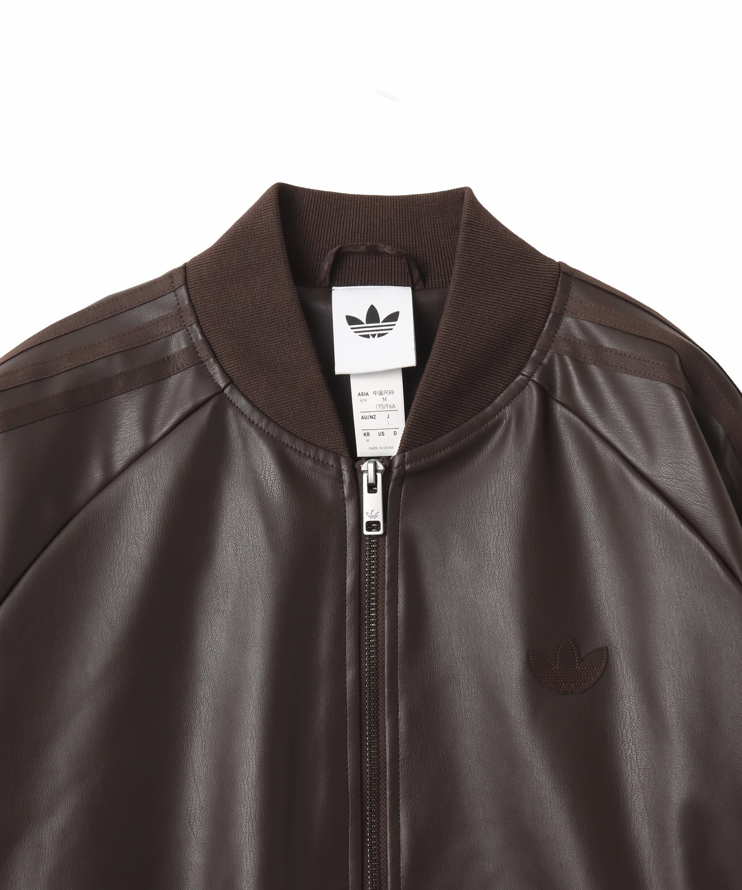 adidas SST PLEATHER TRACK TOP ダークブラウンの画像