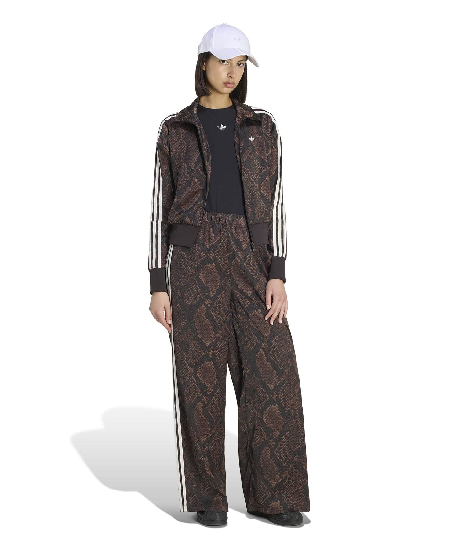 adidas SNAKE PRINT SATIN WIDE LEG TRACK PANTS アースストレータ/オーロラコーヒーの画像