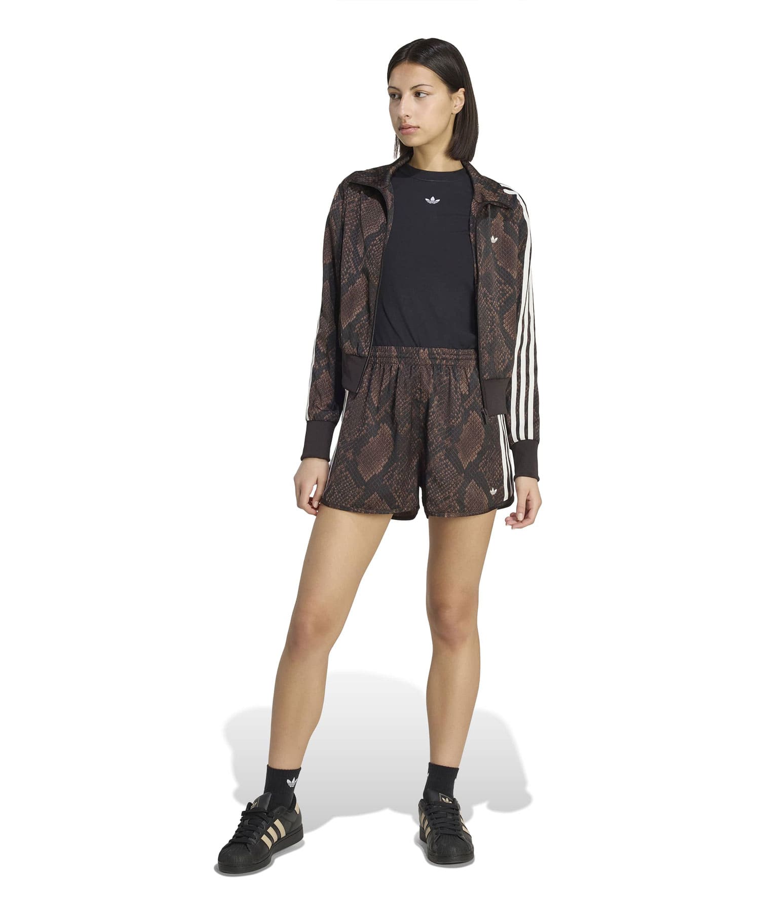 adidas SNAKE PRINT SATIN SHORTS アースストレータ/オーロラコーヒーの画像