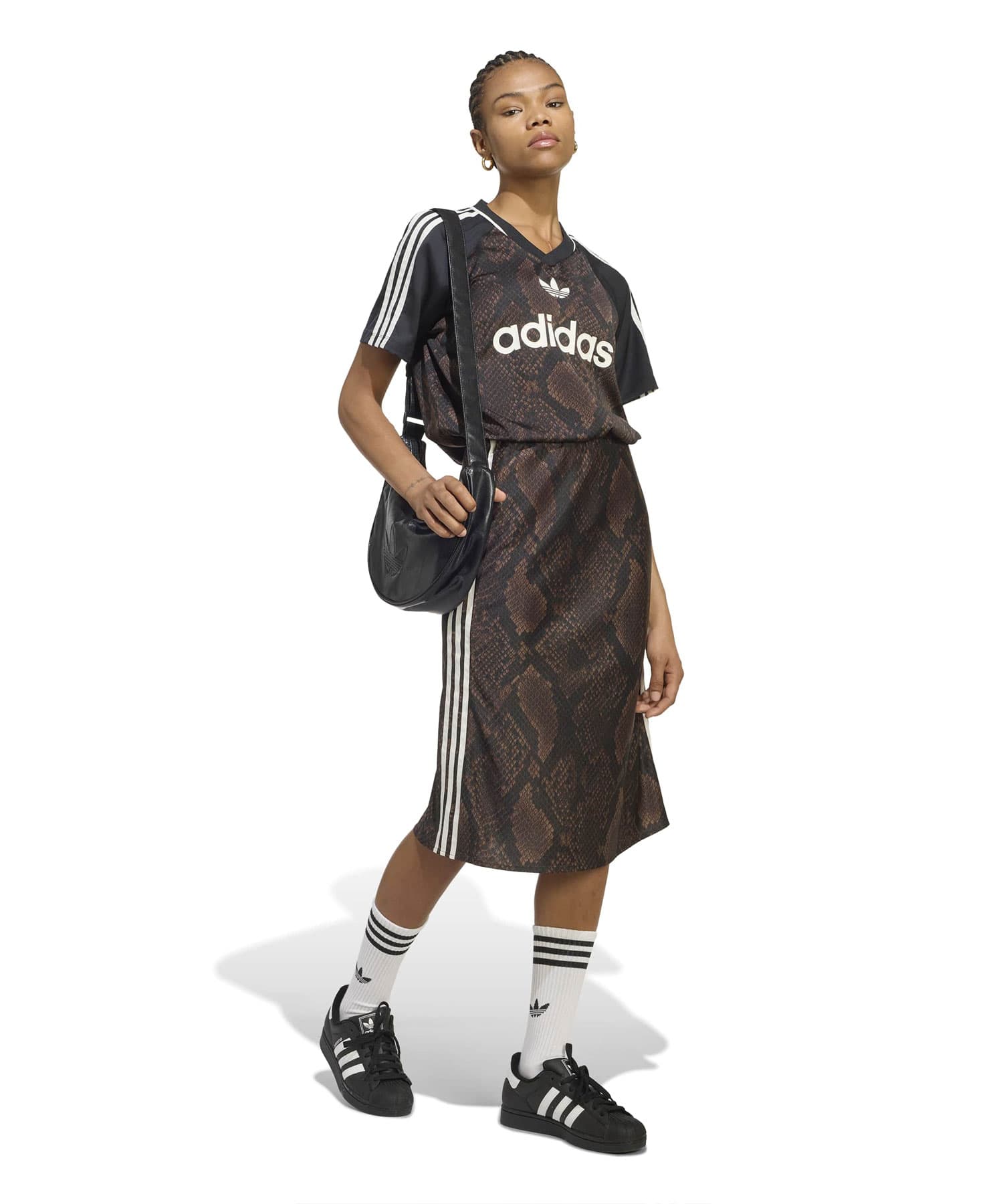 adidas SNAKE PRINT SATIN JERSEY アースストレータ/オーロラコーヒーの画像
