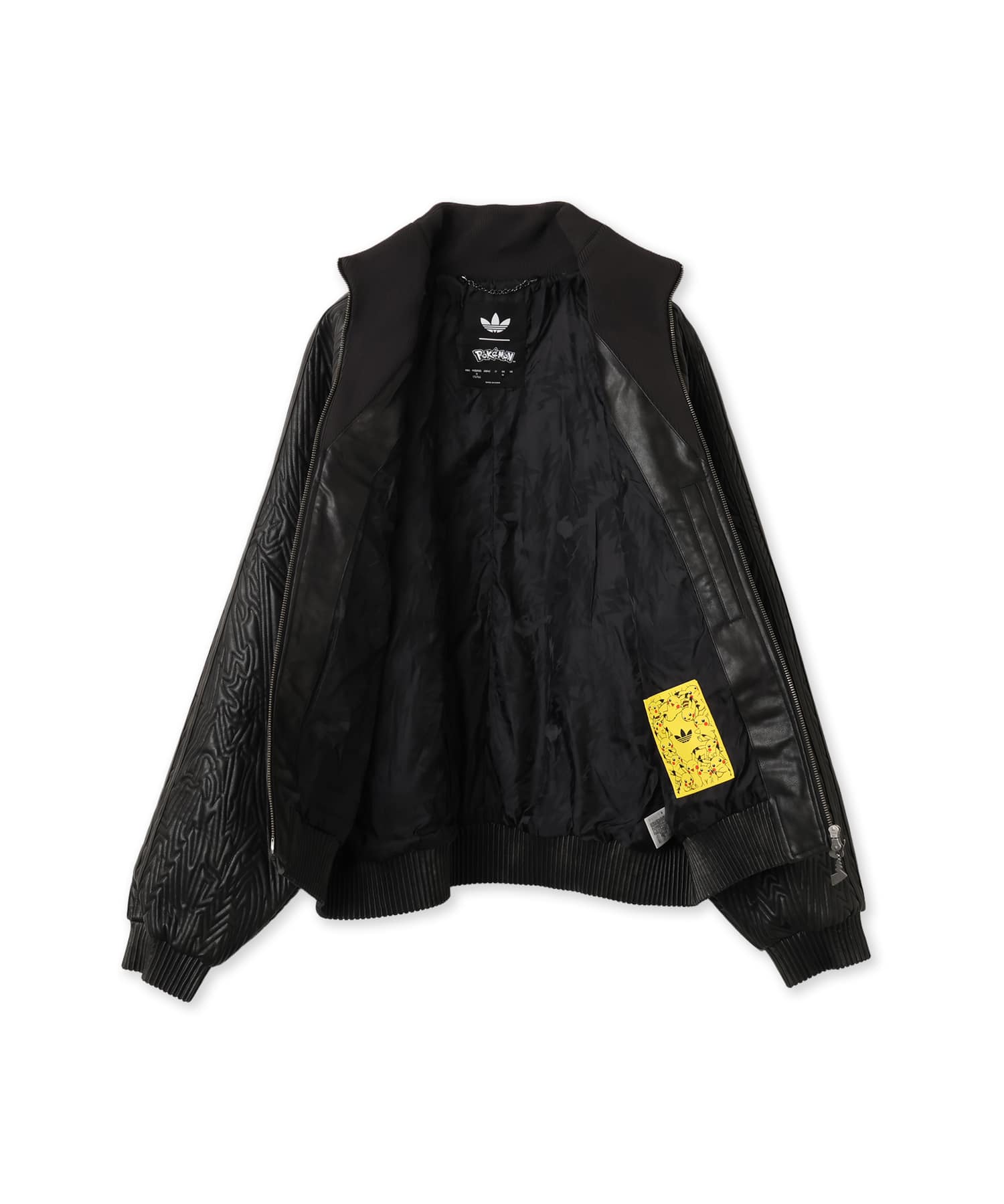 adidas POKEMON PLEATHER JACKET ブラックの画像