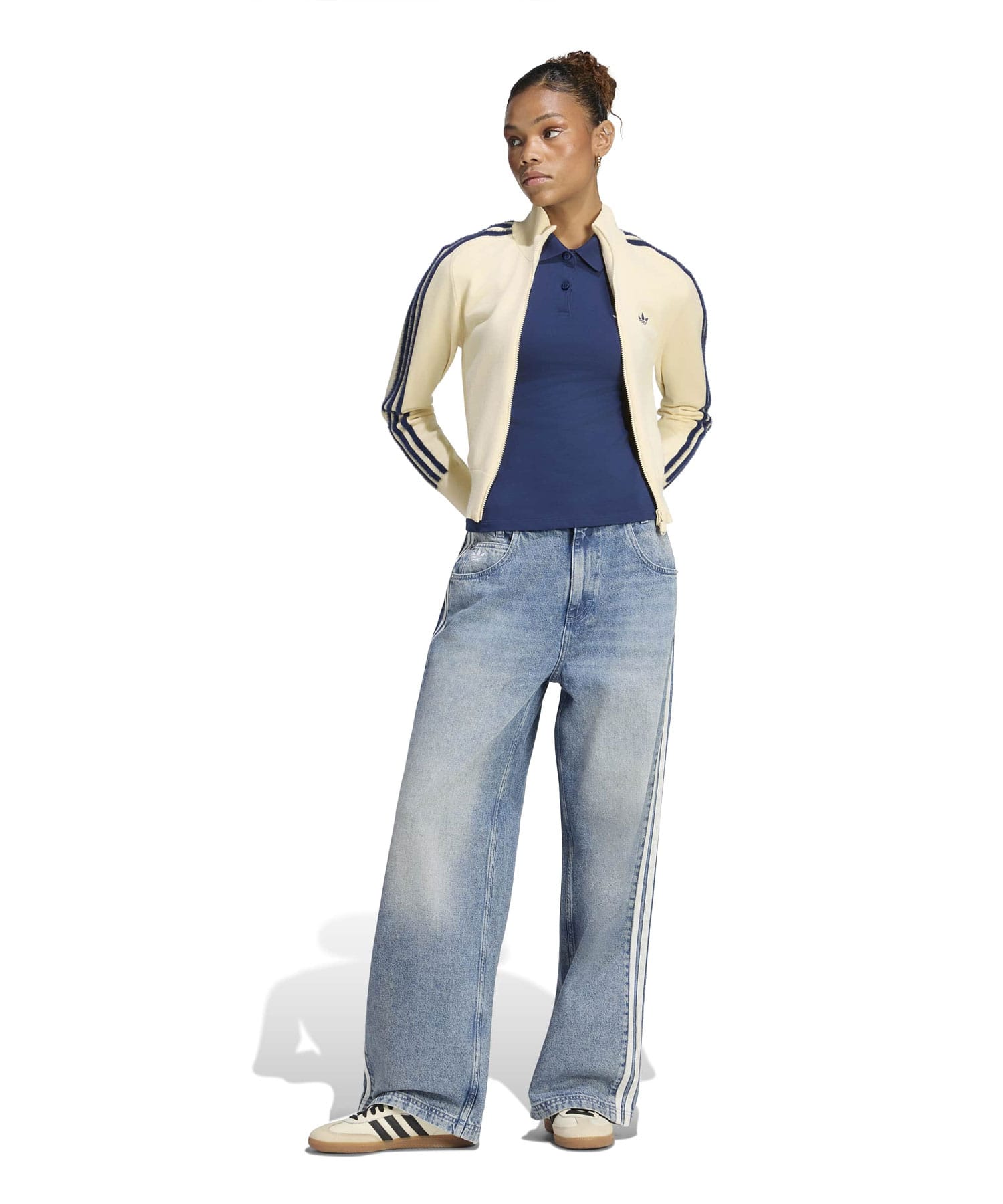 adidas ADILENIUM BAGGY DENIM PANTS ブルーの画像