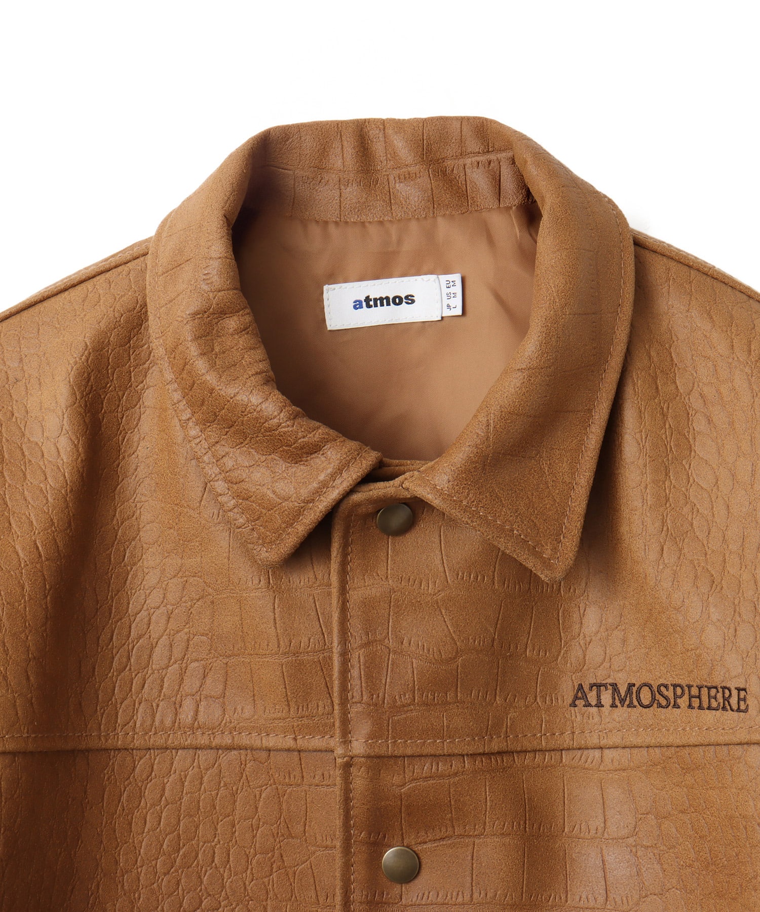 atmos Cow Leather Python Embossed Coach Jacket CAMELの画像