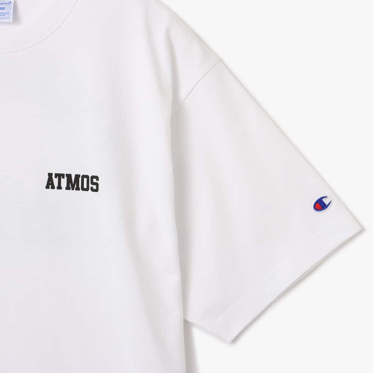 atmos × champion College Logo T-shirt WHITEの画像