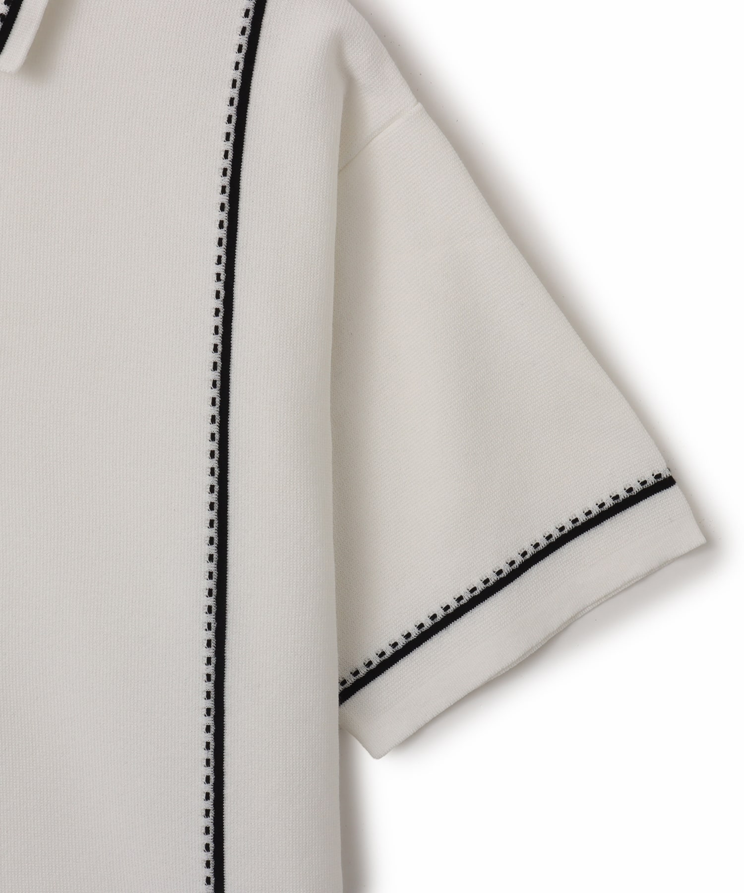 atmos Milano Rib Open Coller Knit Shirt  WHITEの画像