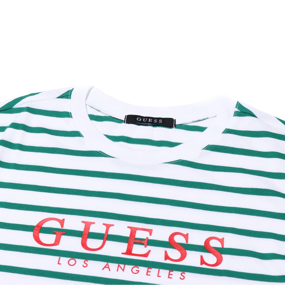 GUESS MEN'S S/SLV BORDER TEE SHIRT  GREENの画像