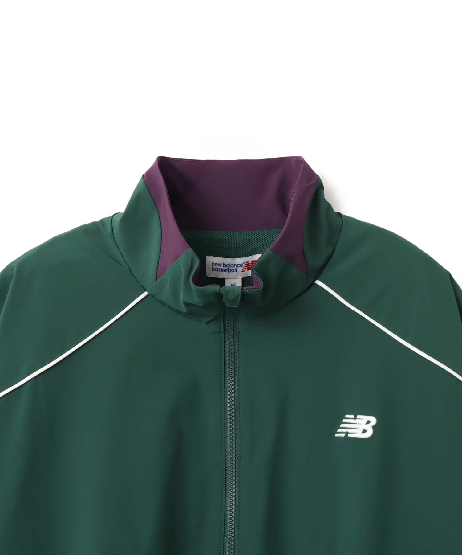 New Balance Basketball Color-Block Woven Jacket ナイトウォッチグリーンの画像