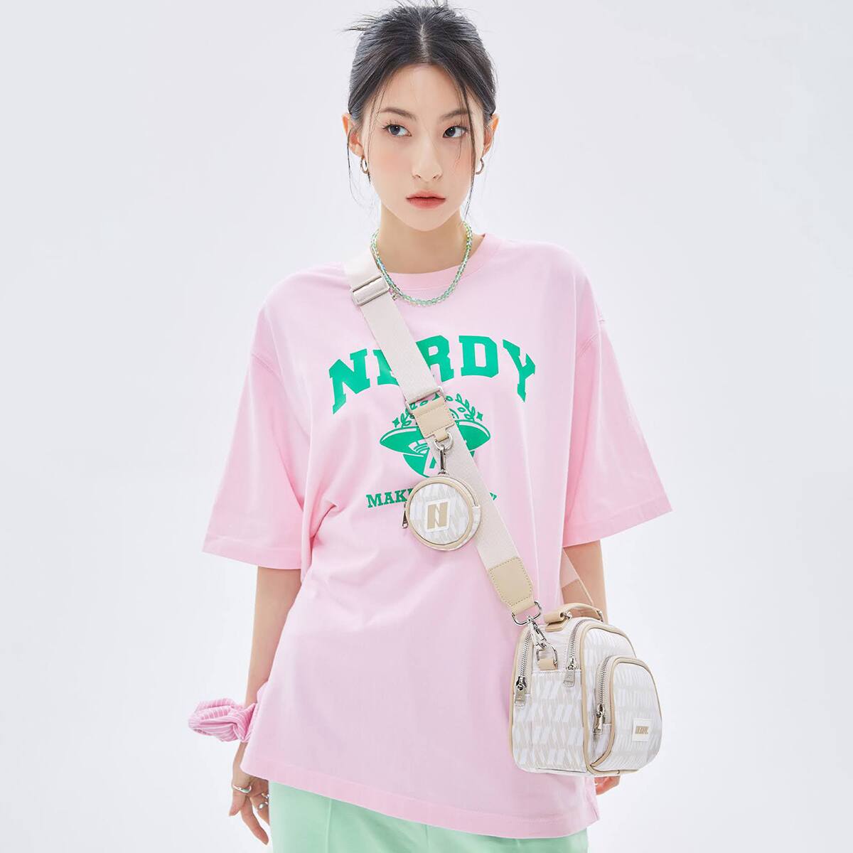 NERDY Campus 1/2 Sleeve T-shirt PINK 22SU-I