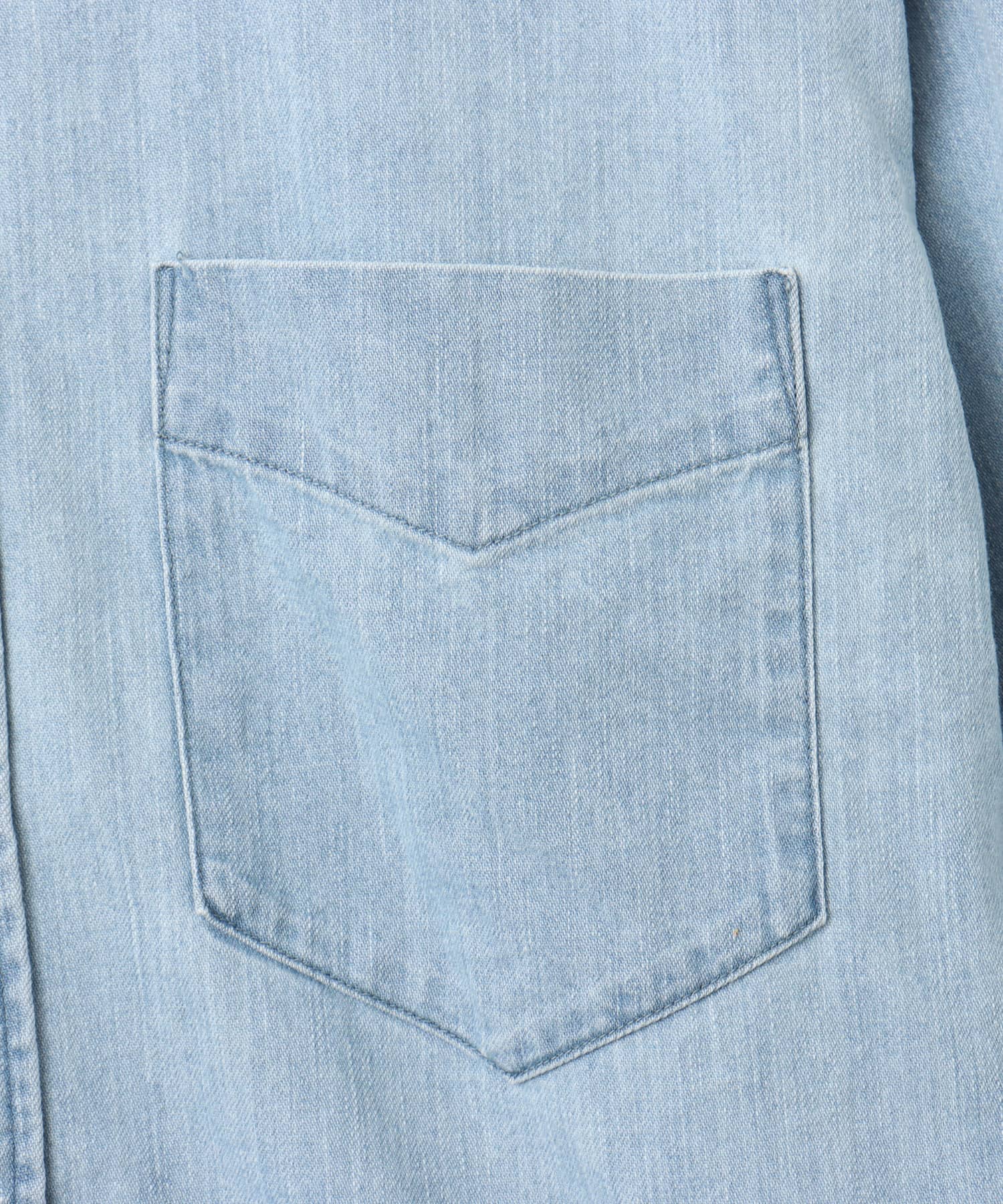 nanamica Regular Collar Light Denim Shirt Indigo Bleachの画像