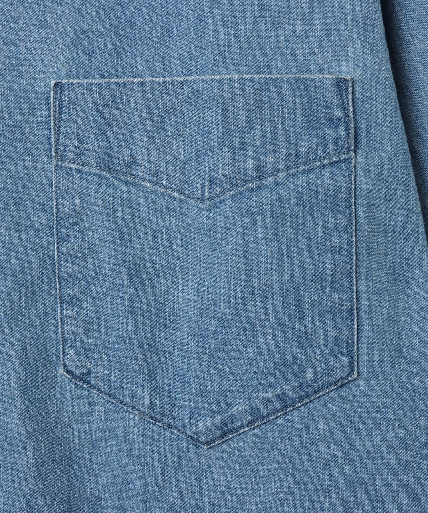nanamica Regular Collar Light Denim Shirt Indigoの画像