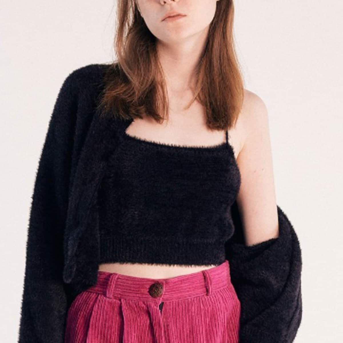 SCULPTOR Fuzzy Self-Tie Bustier BLACK 21FA-Iの画像
