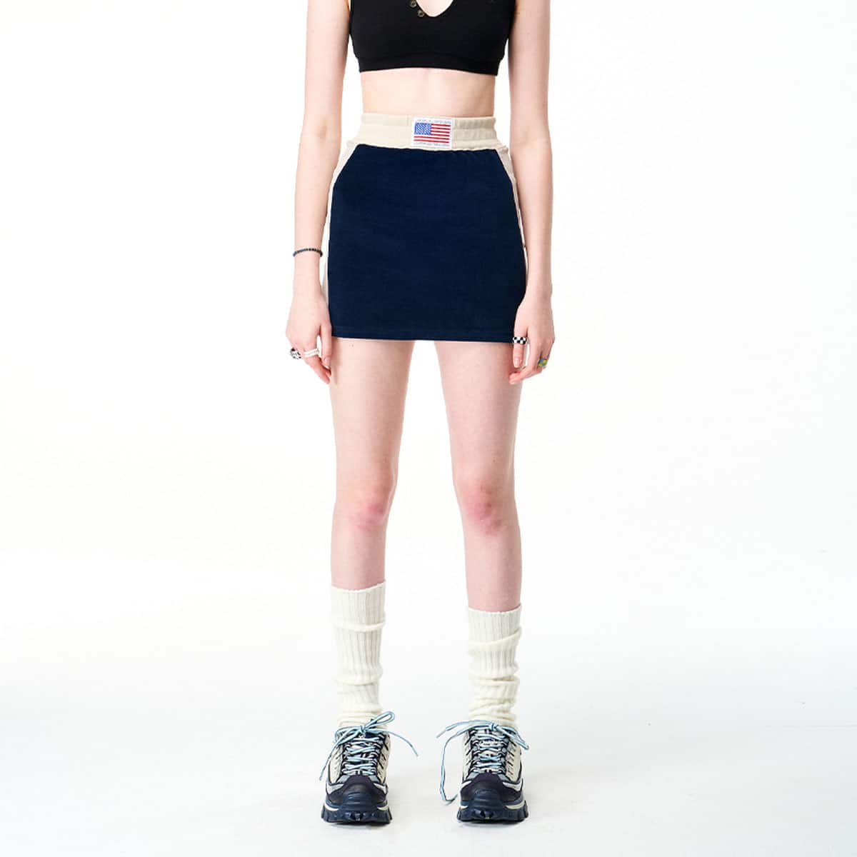 SCULPTOR Velour Track Skirt NAVY 21FA-Iの画像