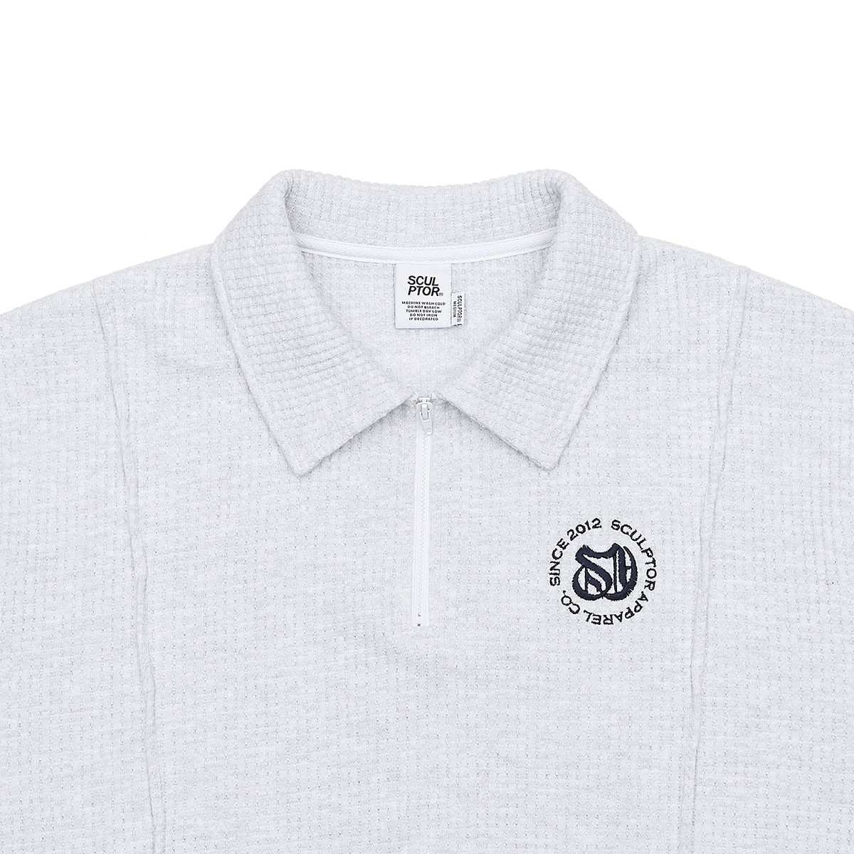 SCULPTOR Monogram Waffle Sweatshirt WHITE MELANGE 22SU-Iの画像