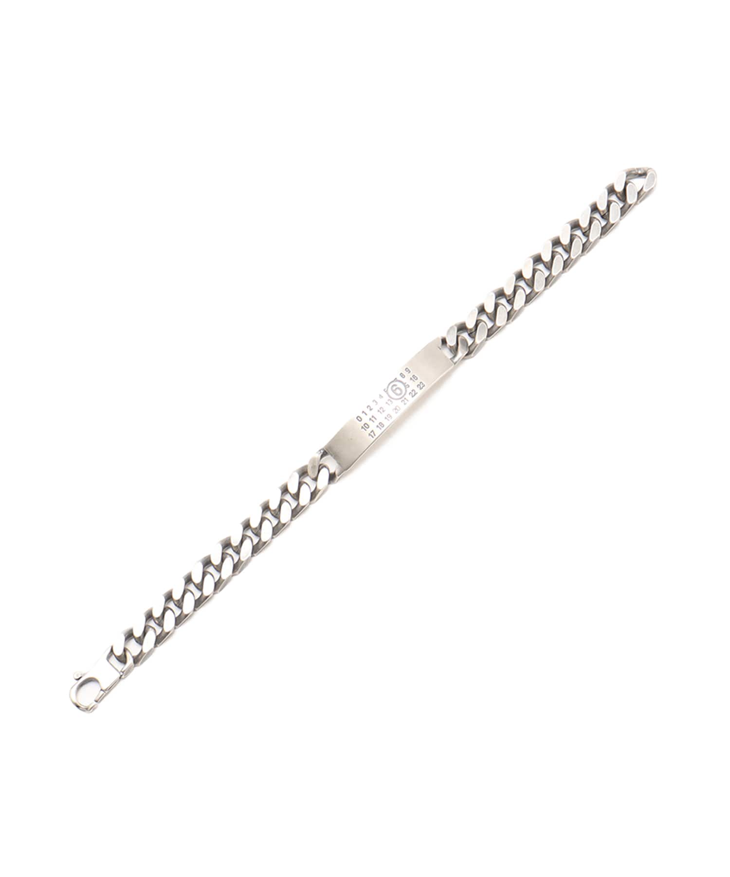 MM6 MINIMAL LOGO ID TAG CURB BRACELET Argento brunitoの画像