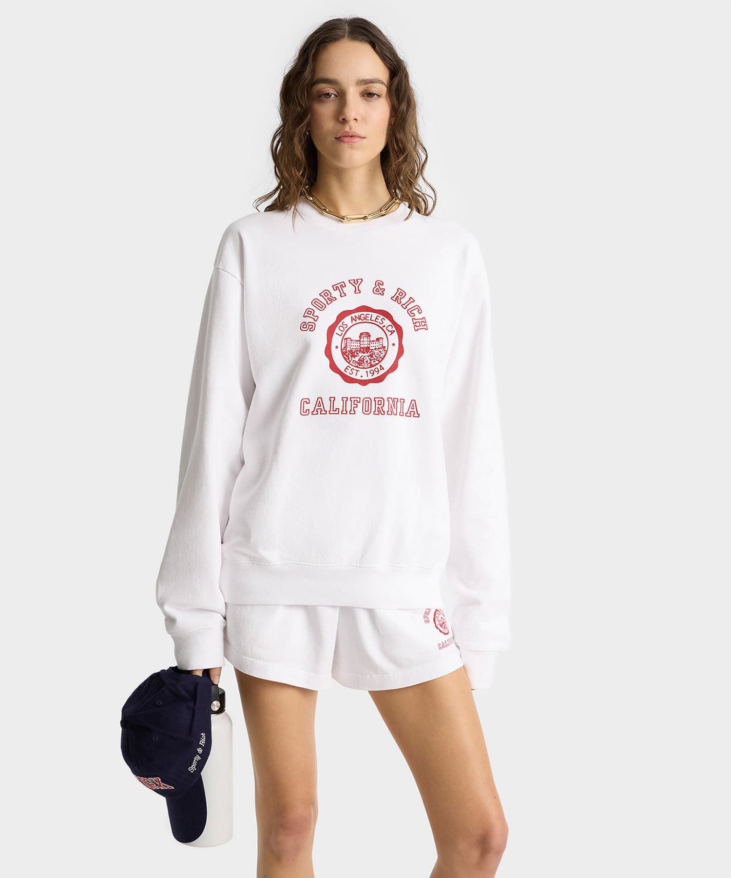SPORTY＆RICH California Emblem Crewneck Whiteの画像