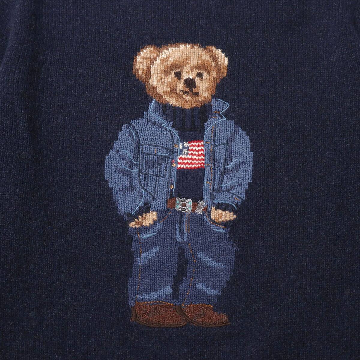 POLO RALPH LAUREN DENIM BEAR-LONG SLEEVE-SWEATER NAVY 18HO-Iの画像