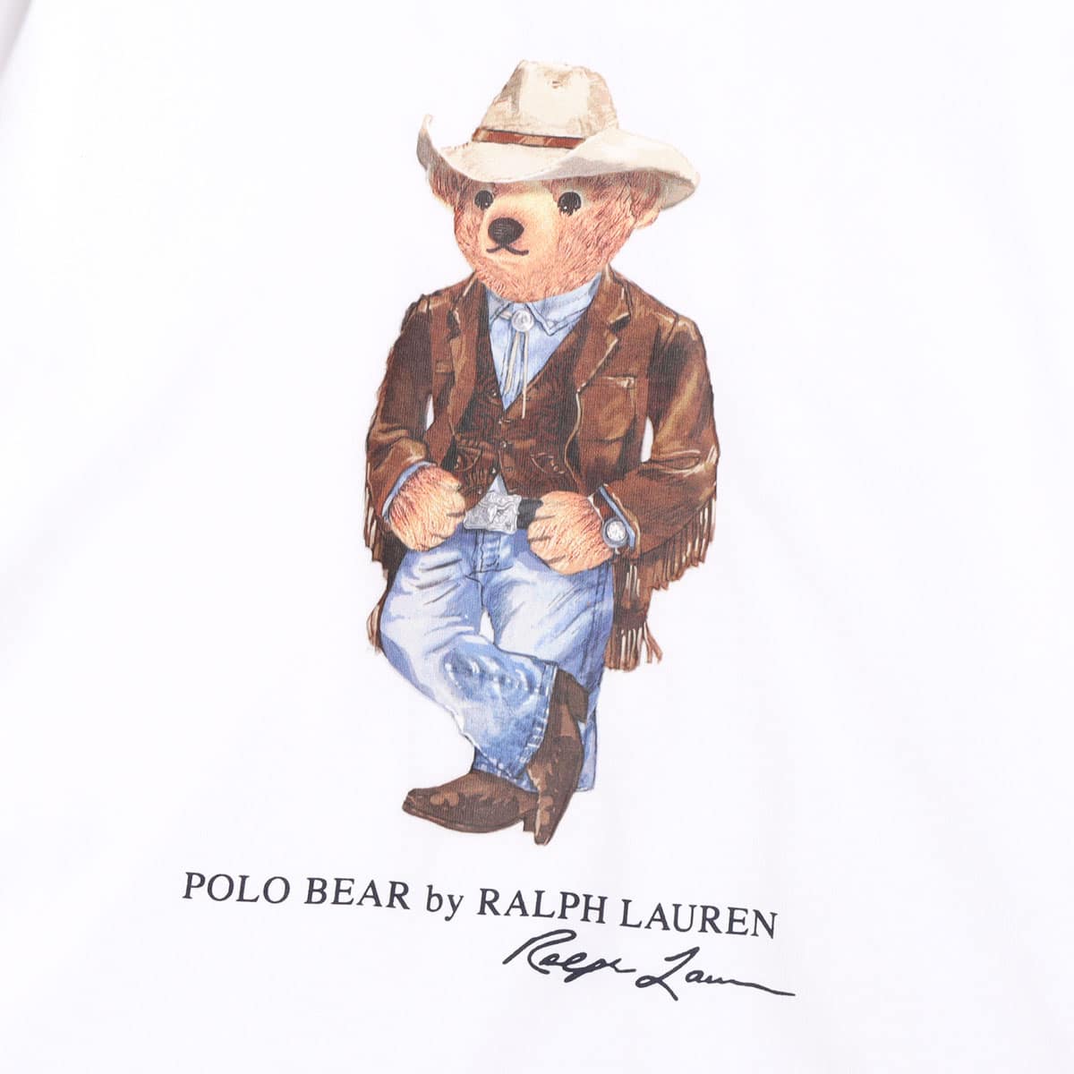 POLO RALPH LAUREN CUSTOM SLIM FIT LS POLO BEAR T-SHIRT WHITE