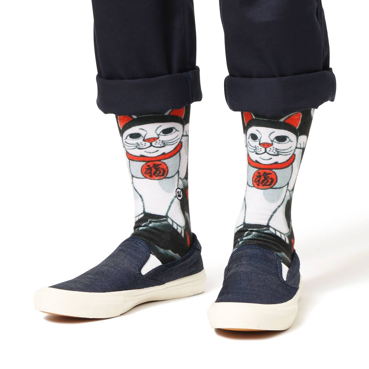 UBIQ“IREZUMI” SOCKS (Neko)  Designed by Horihiro Mitomo BLACKの画像