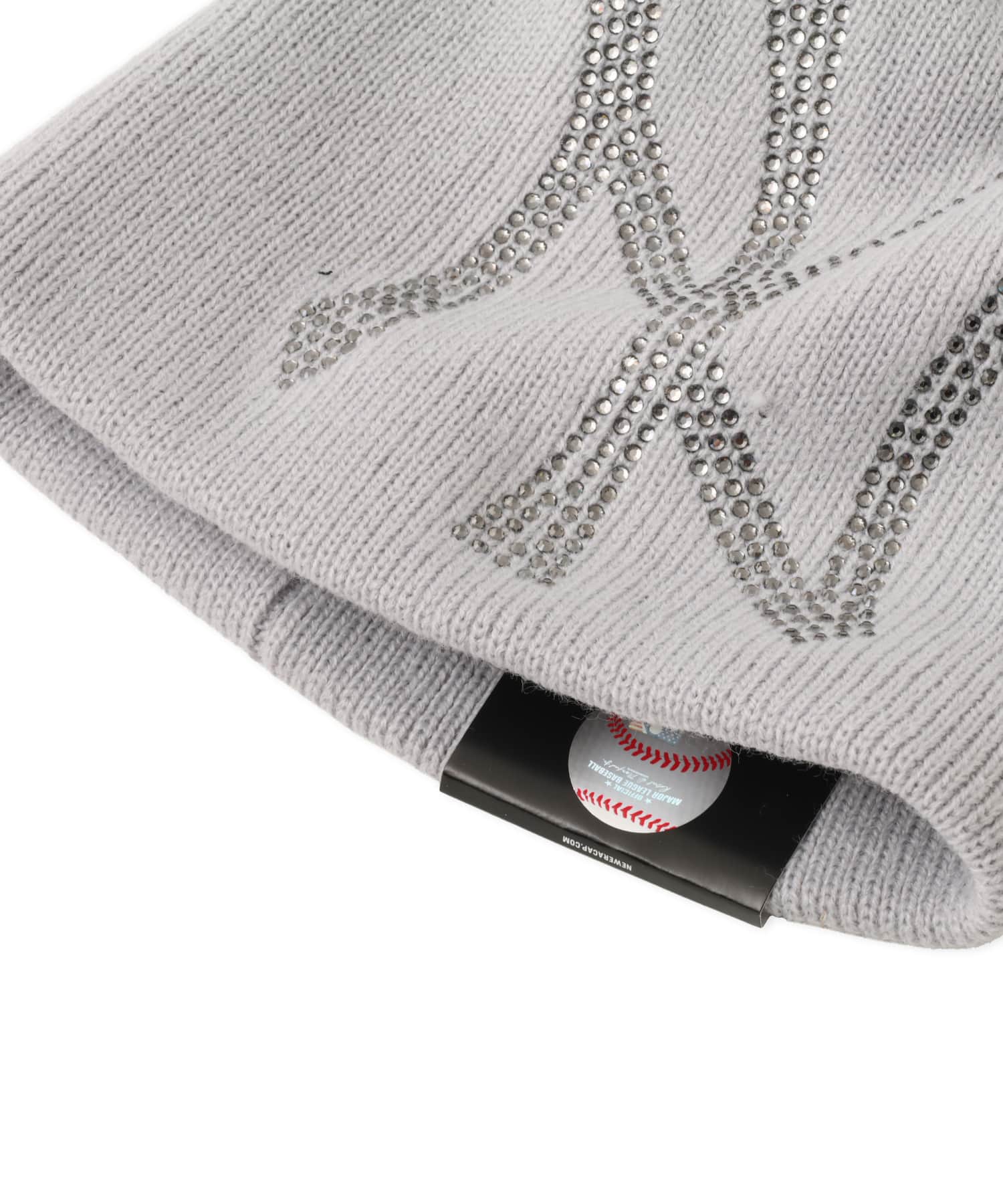 NEW ERA BASIC BEANIE Rhinestone New York Black Yankees GRAYの画像