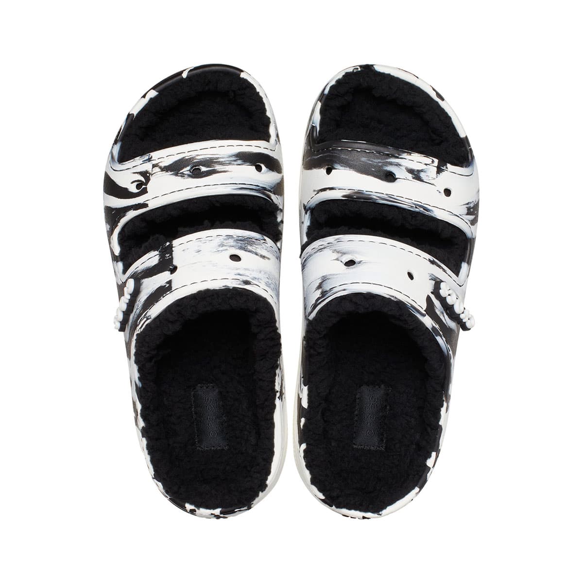 crocs Classic Cozzzy Marbled Sandal Black/White 22FW-I