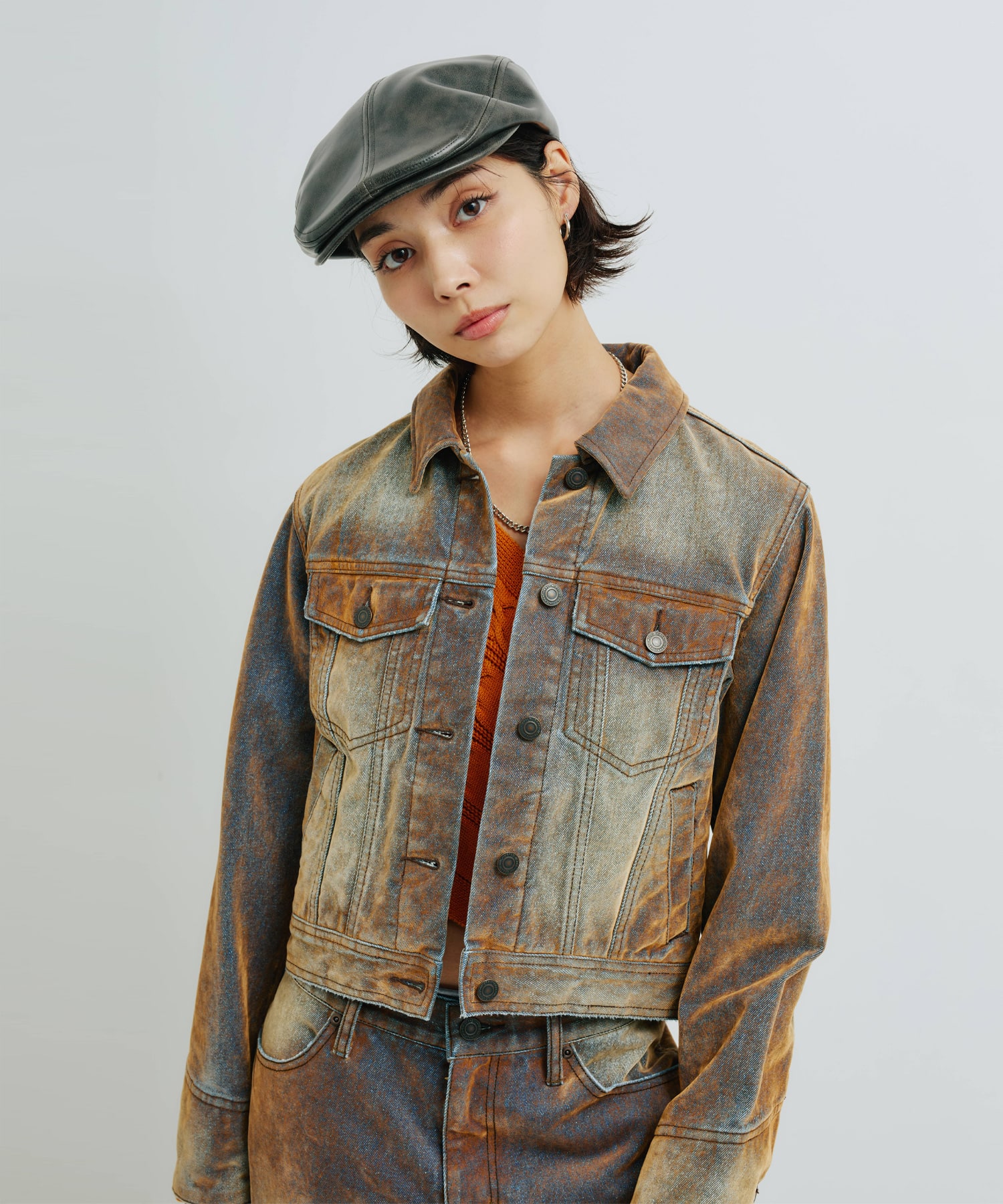 atmos pink Flocky Denim Jacket BRONZEの画像