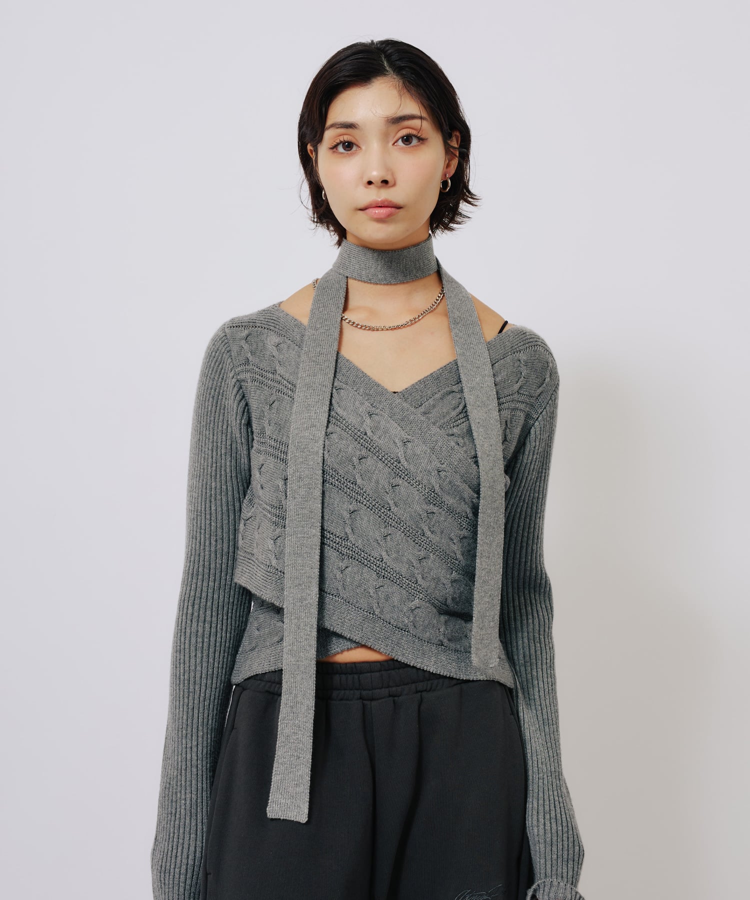 atmos pink Cache-coeur Knit Tops GRAYの画像