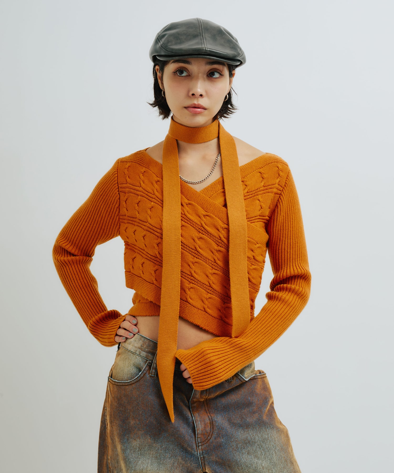 atmos pink Cache-coeur Knit Tops ORANGEの画像