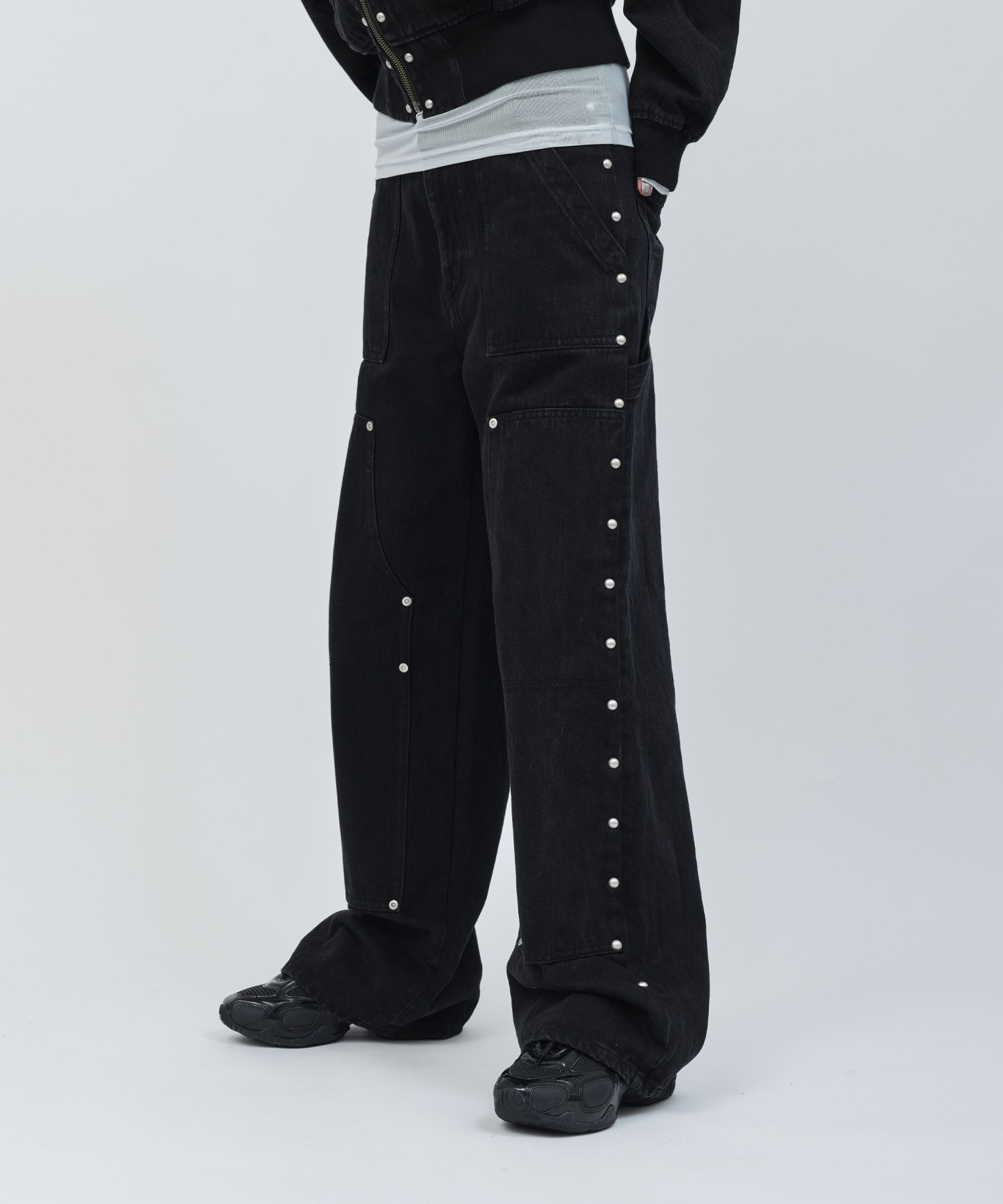 atmos pink Studs Denim Pants BLACKの画像