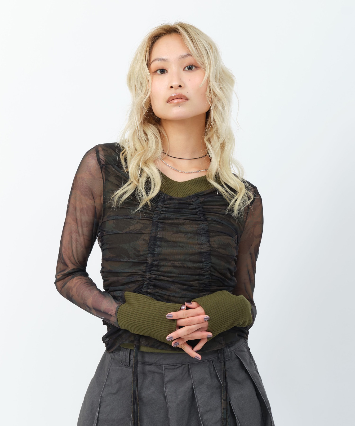 atmos pink See-through Layered LS T-shirt CAMOUFLAGEの画像