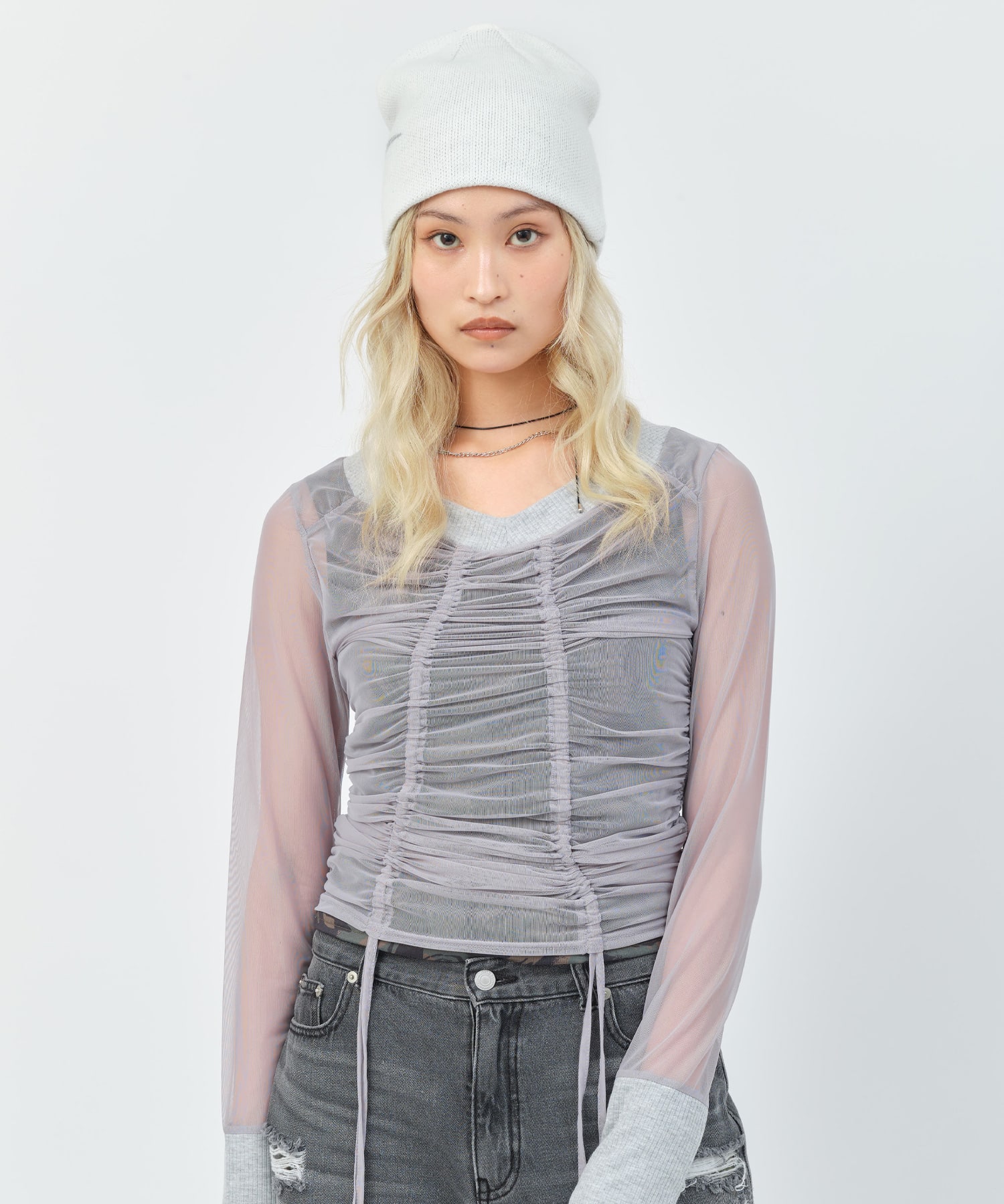atmos pink See-through Layered LS T-shirt GRAYの画像