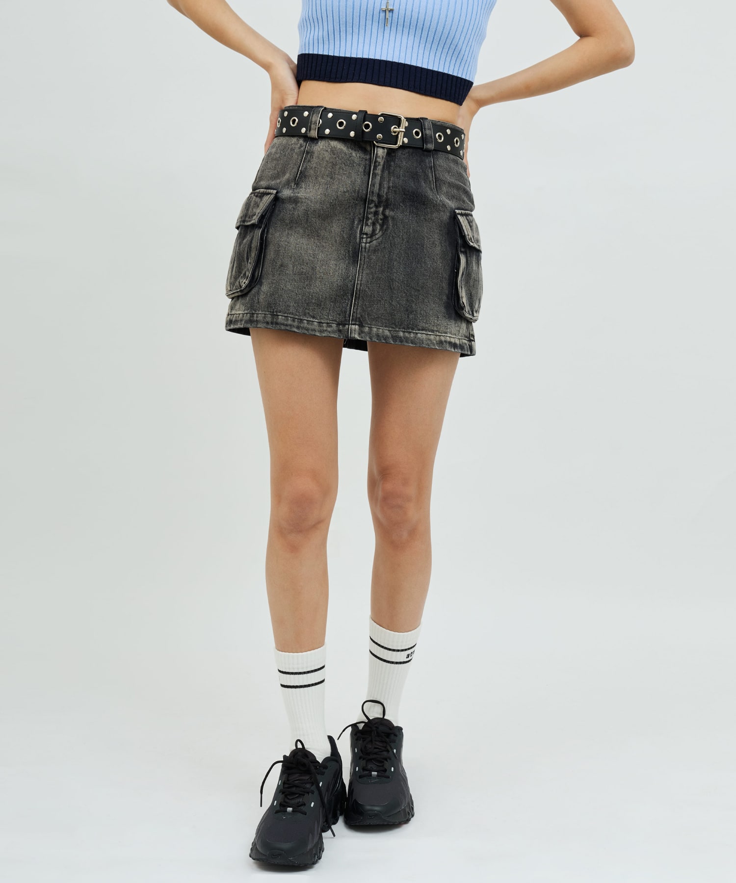 atmos pink Cargo Mini Skirt BLACKの画像