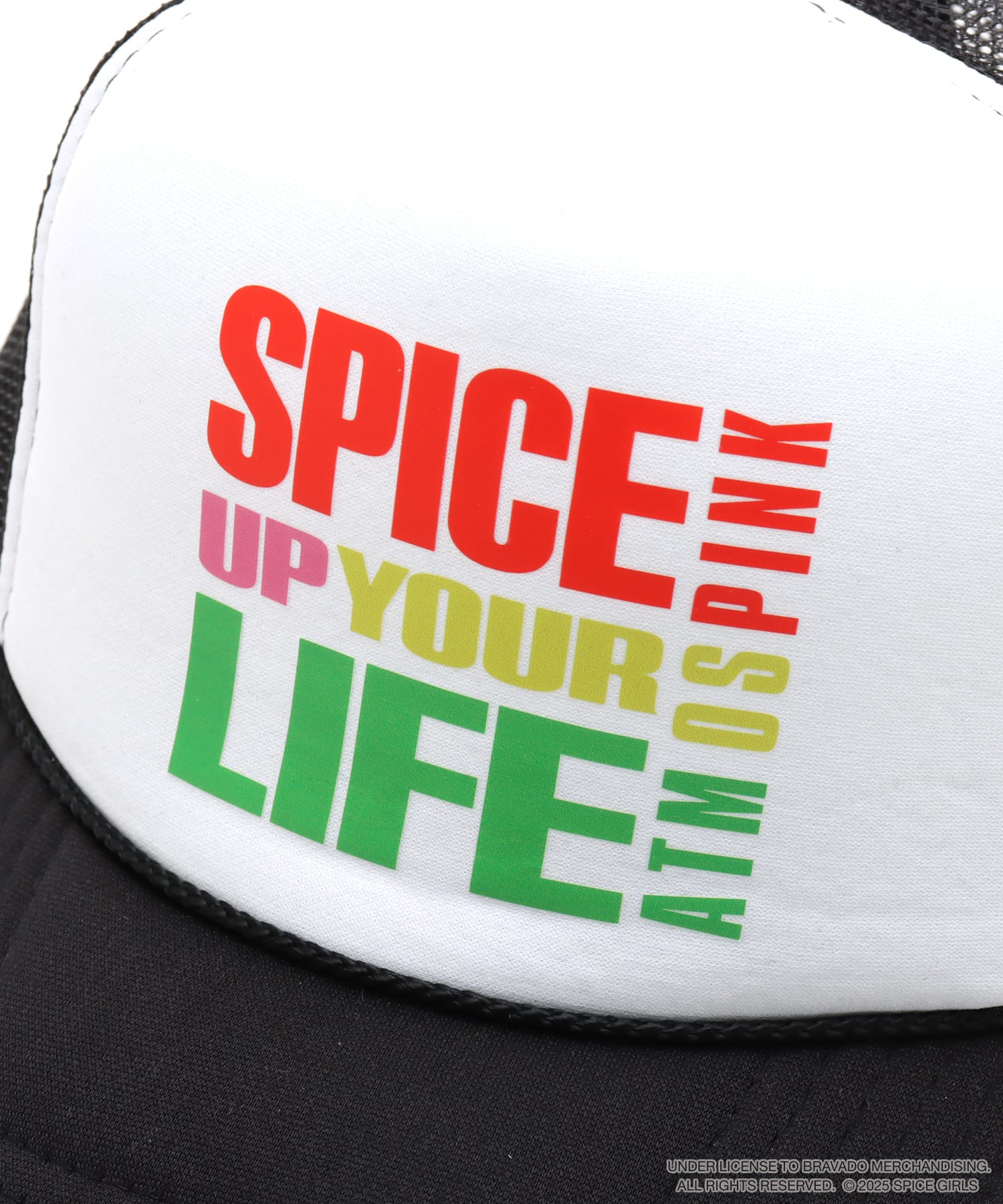 atmos pink x SPICE GIRLS Mesh Cap BLACK X WHITEの画像