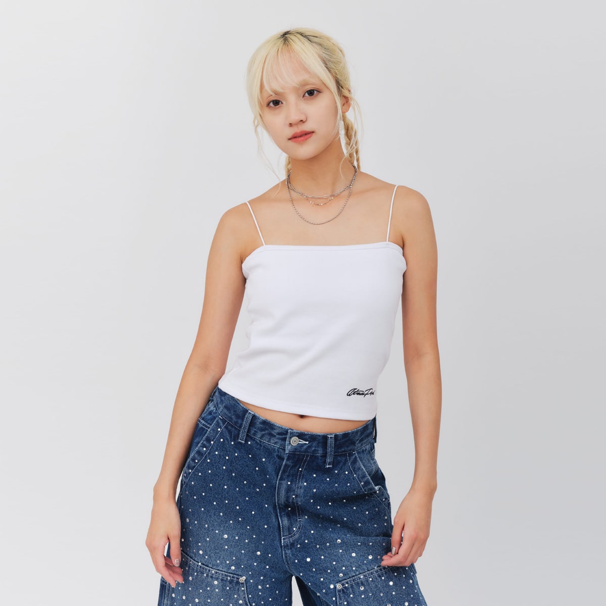 atmos pink Logo Embroidery Camisole WHITEの画像